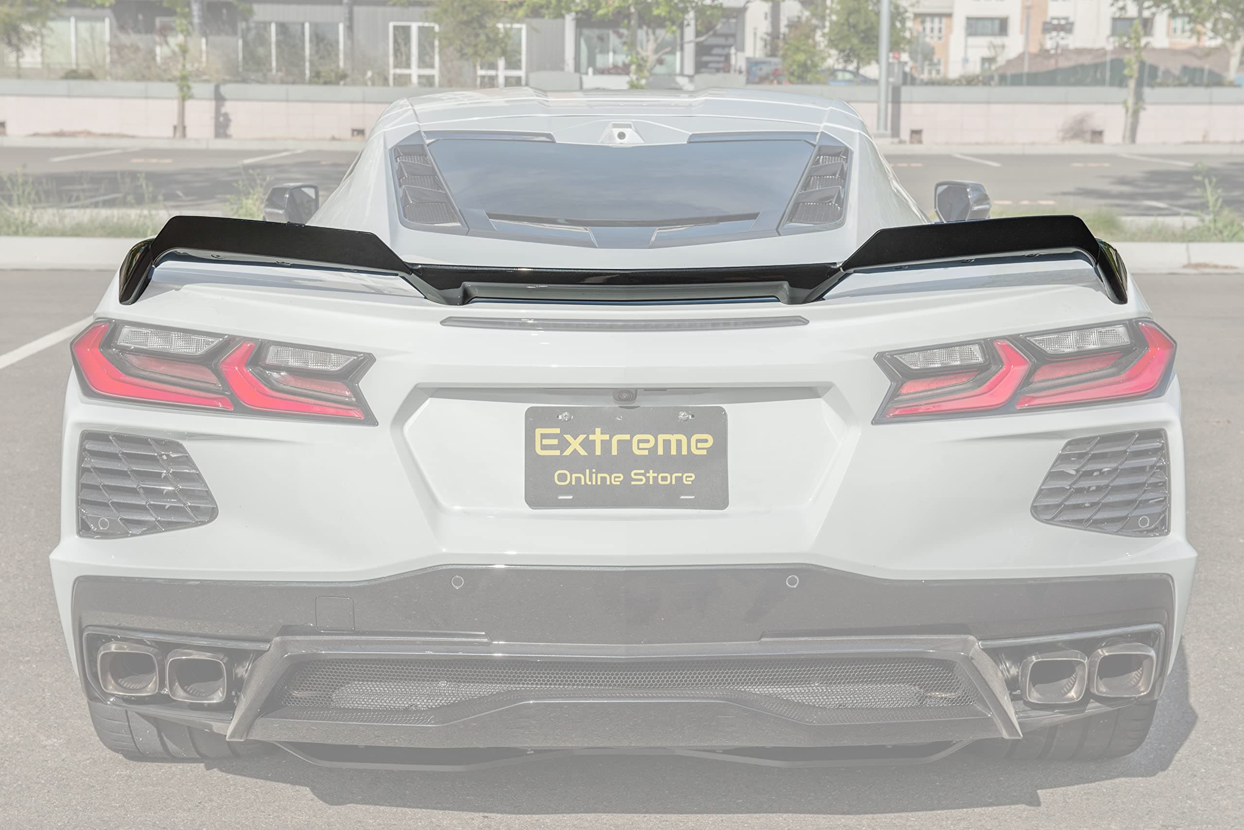 Replacement for 2020-Present Chevrolet Corvette C8 Models | GM Factory Z51 Style ABS Plastic - Painted Carbon Flash Metallic Rear Trunk Lid Wing with Wickerbill Spoiler Pair