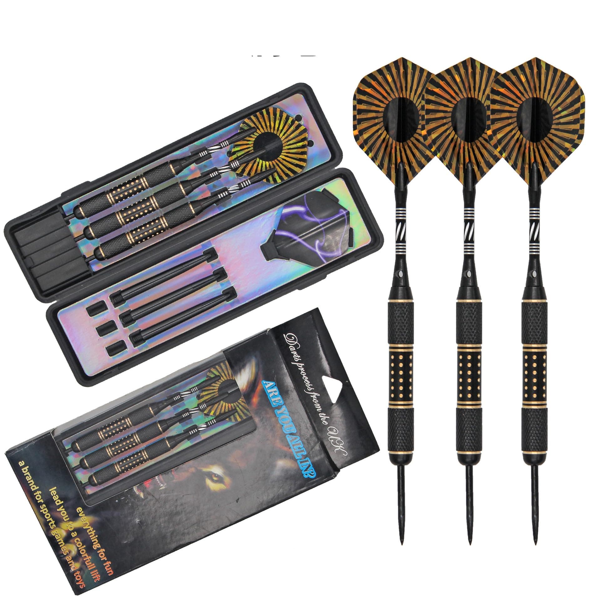 STAYOUNG 3 PCS Darts Set Professional Throwing Darts - Copper Darts Metal Dart Heads Suitable for Players and Daily Entertainment 26g (Black Yellow)