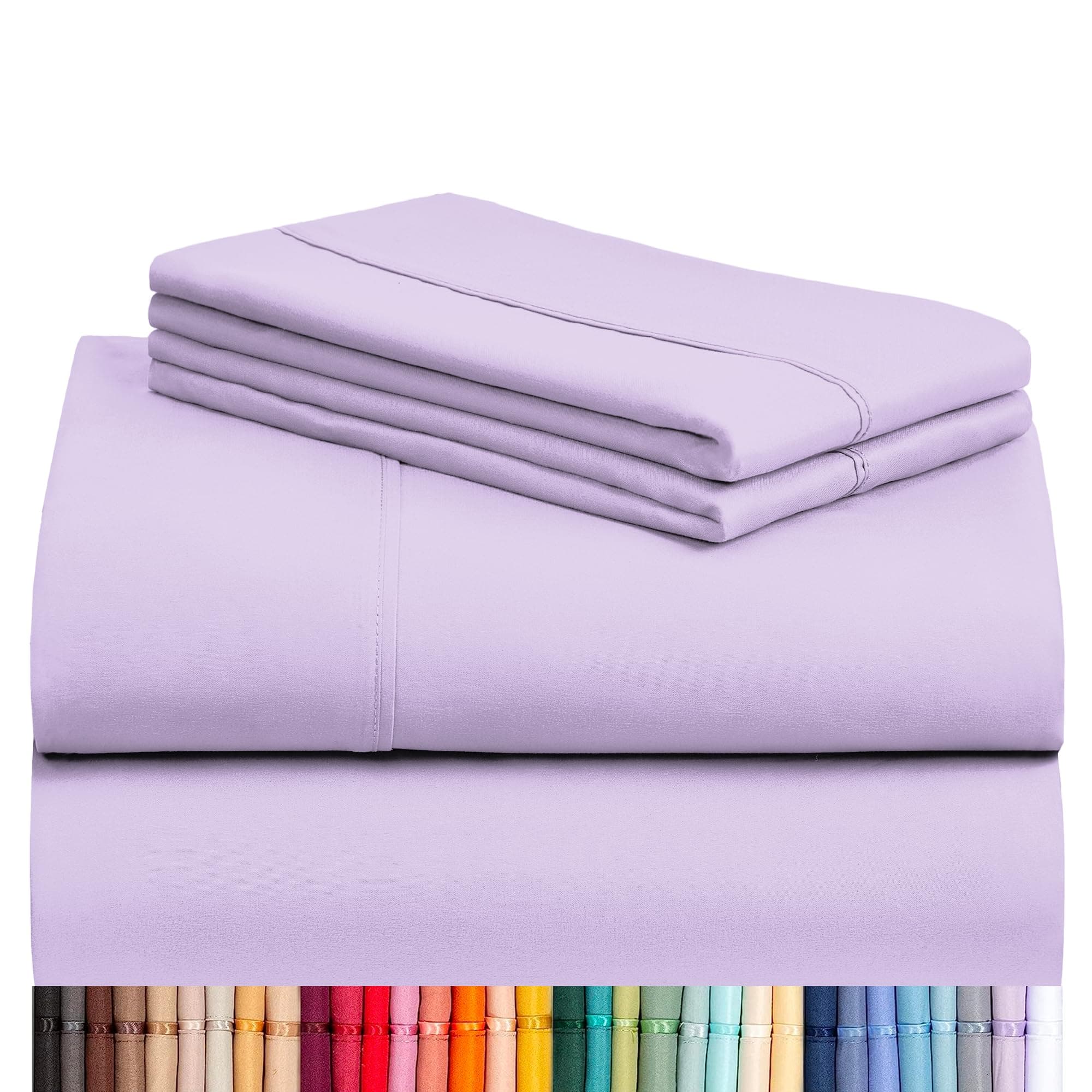 LuxClub Bamboo Sheet Set with 18" Deep Pockets, Eco Friendly, Wrinkle Resistant, Hypoallergenic, Antibacterial, Absorbent, Fade Resistant, Silky Shiny, Stronger & Softer Than Cotton, King, Purple LUXBAMBOO-6PC-ATJ-PERI-LVNDR-KG