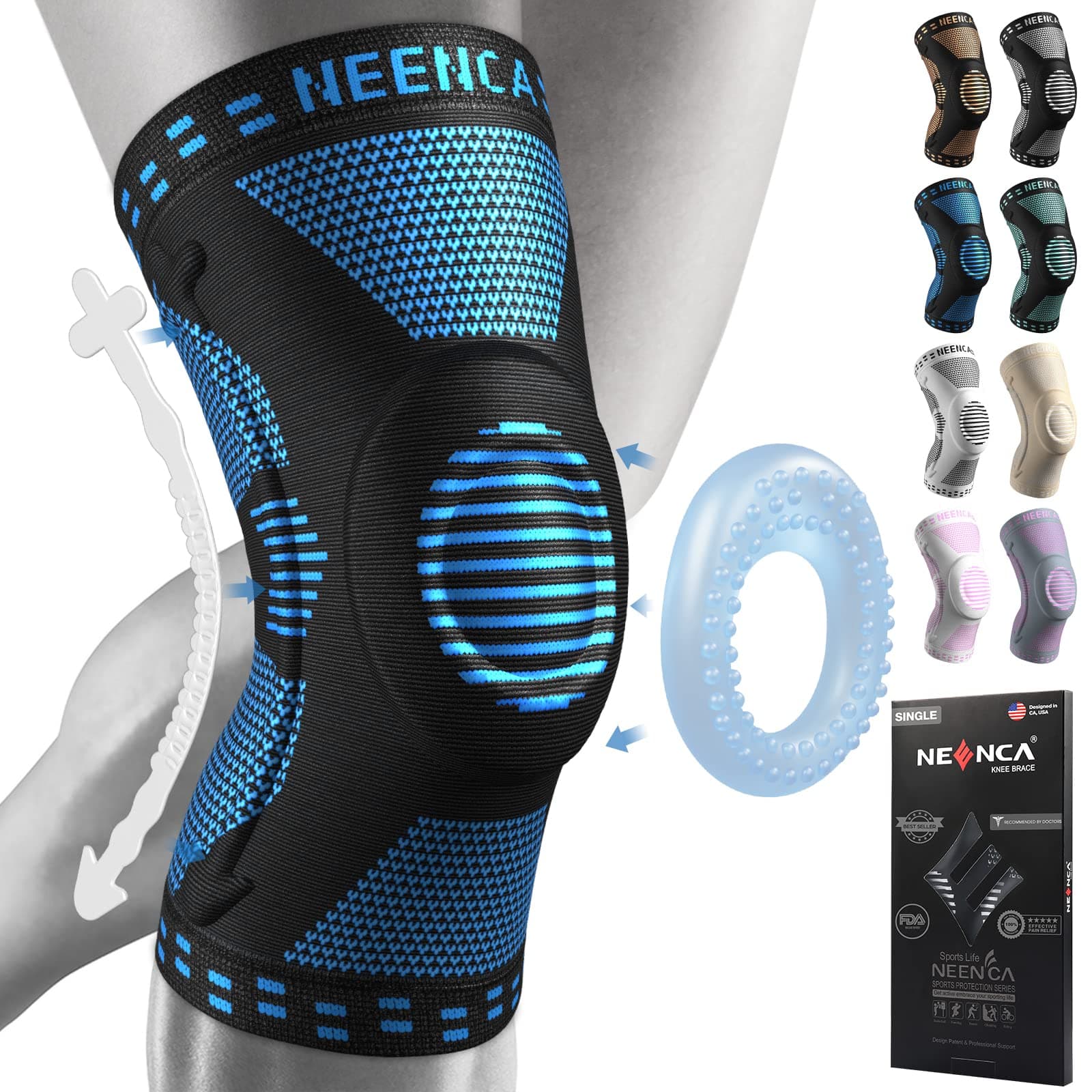 Professional Knee Brace, Compression Knee Support with Patella Gel Pad & Side Stabilizers, Medical Knee Sleeve for Pain Relief, ACL,PCL, Meniscus, Injury Recovery, Arthritis, Sports, Workout...