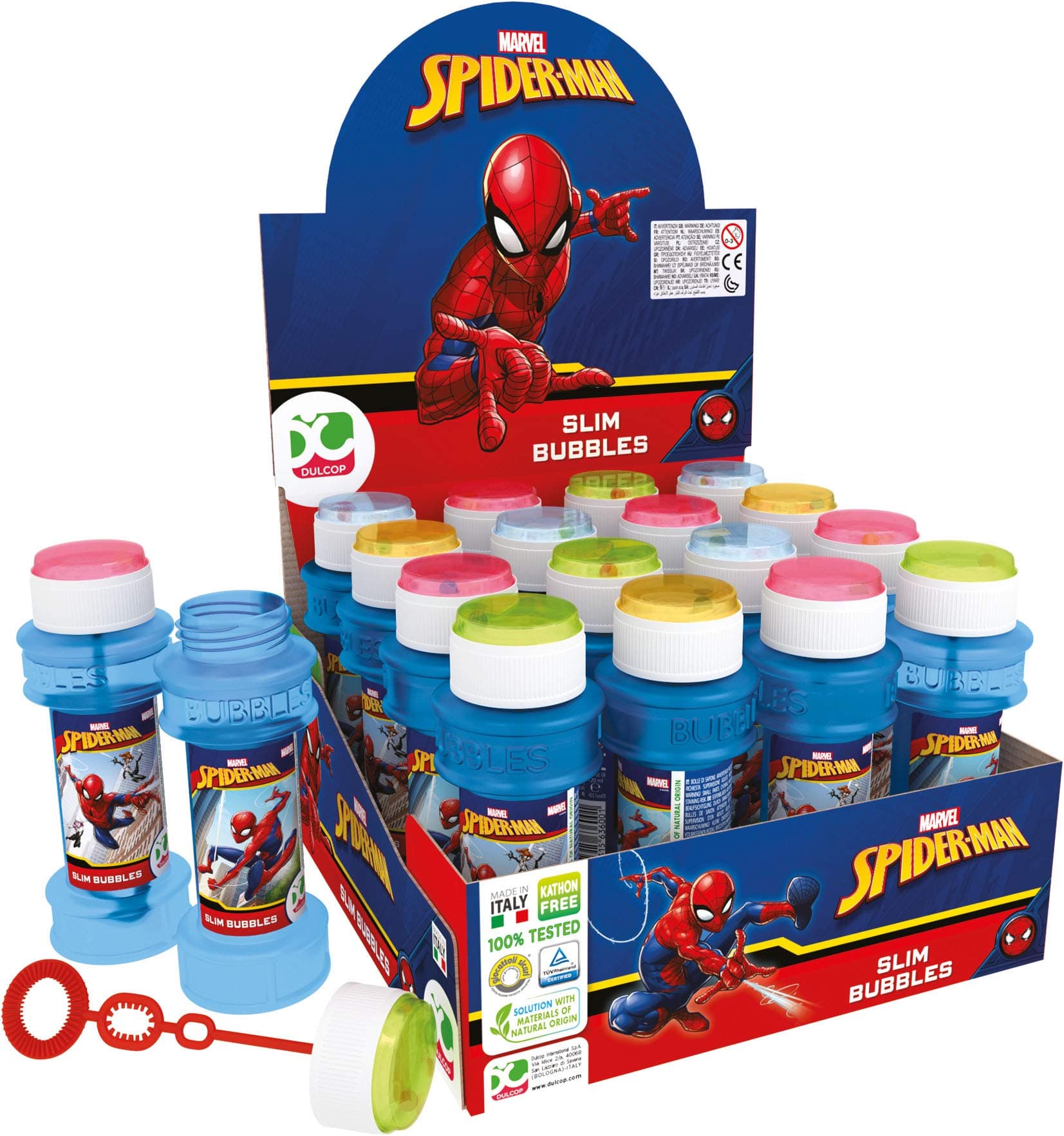 Dulcop Soap Bubbles Slim Spiderman 16 Tubes Display Multicolor 120mL 103.636000