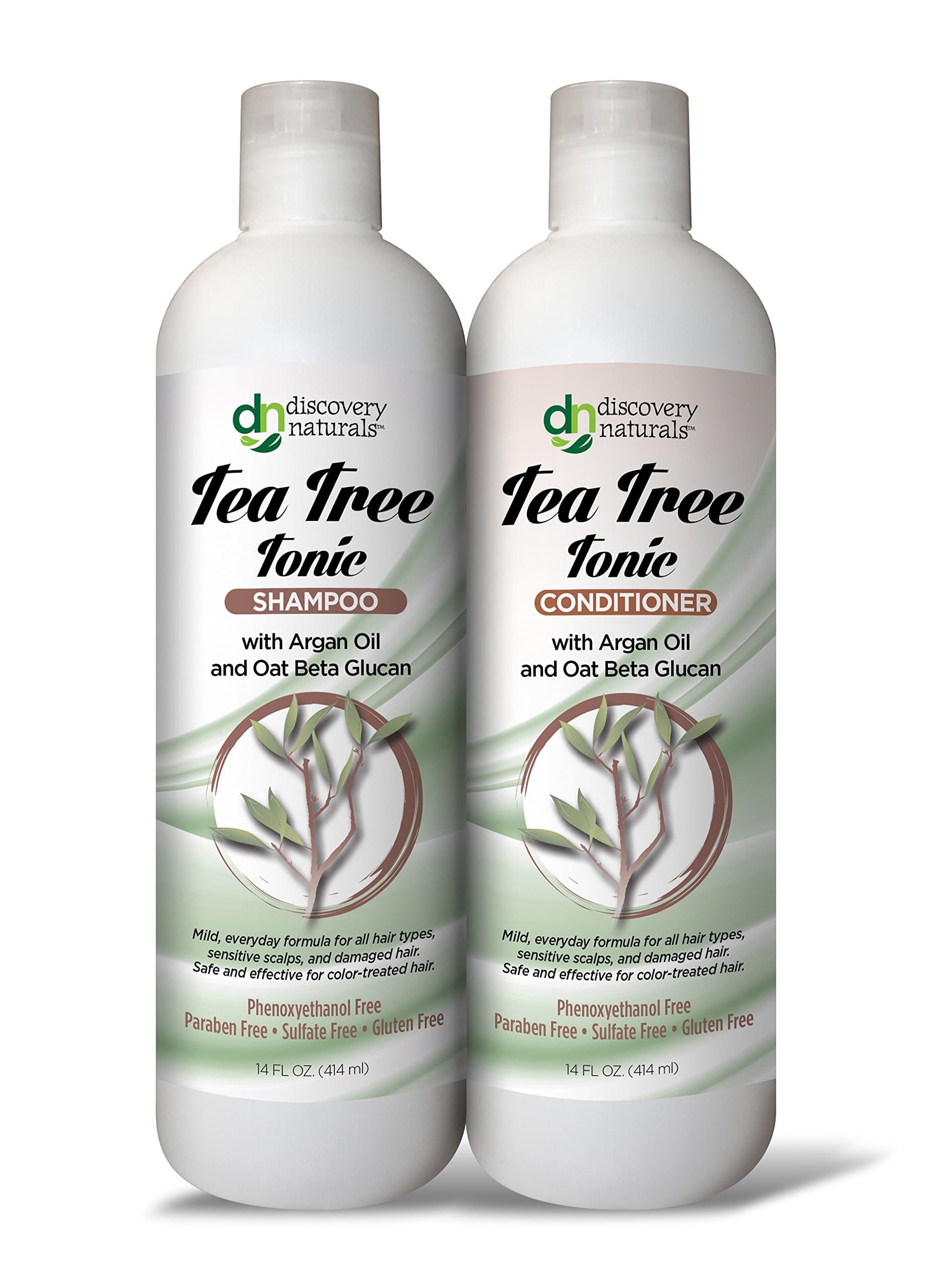 Discovery Naturals Tea Tree Tonic Shampoo & Conditioner Combo Pack - Chemical & Sulfate Free with Organic Ingredients 14 FL OZ (414 ml)