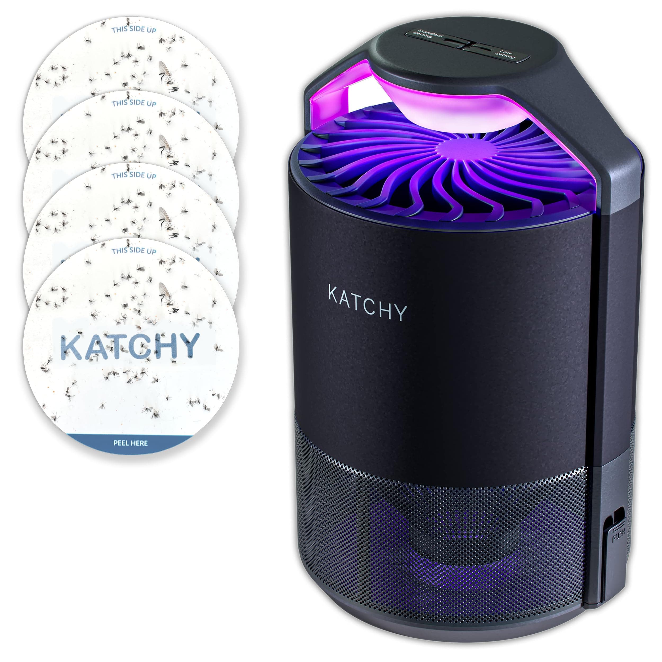 Indoor Insect and Flying Bugs Trap Fruit Fly Gnat Mosquito Killer with UV Light Fan Sticky Glue Boards No Zapper Black