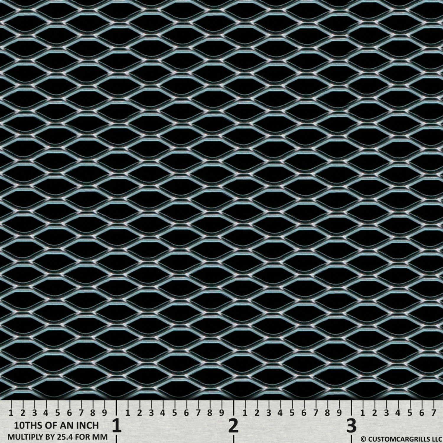 customcargrills 12"x48" Small Diamond Grill Mesh Sheet - Silver - Shipped Flat, 0.16 x 0.38 inch hole opening, 0.076" thick raw Aluminum, Made in USA