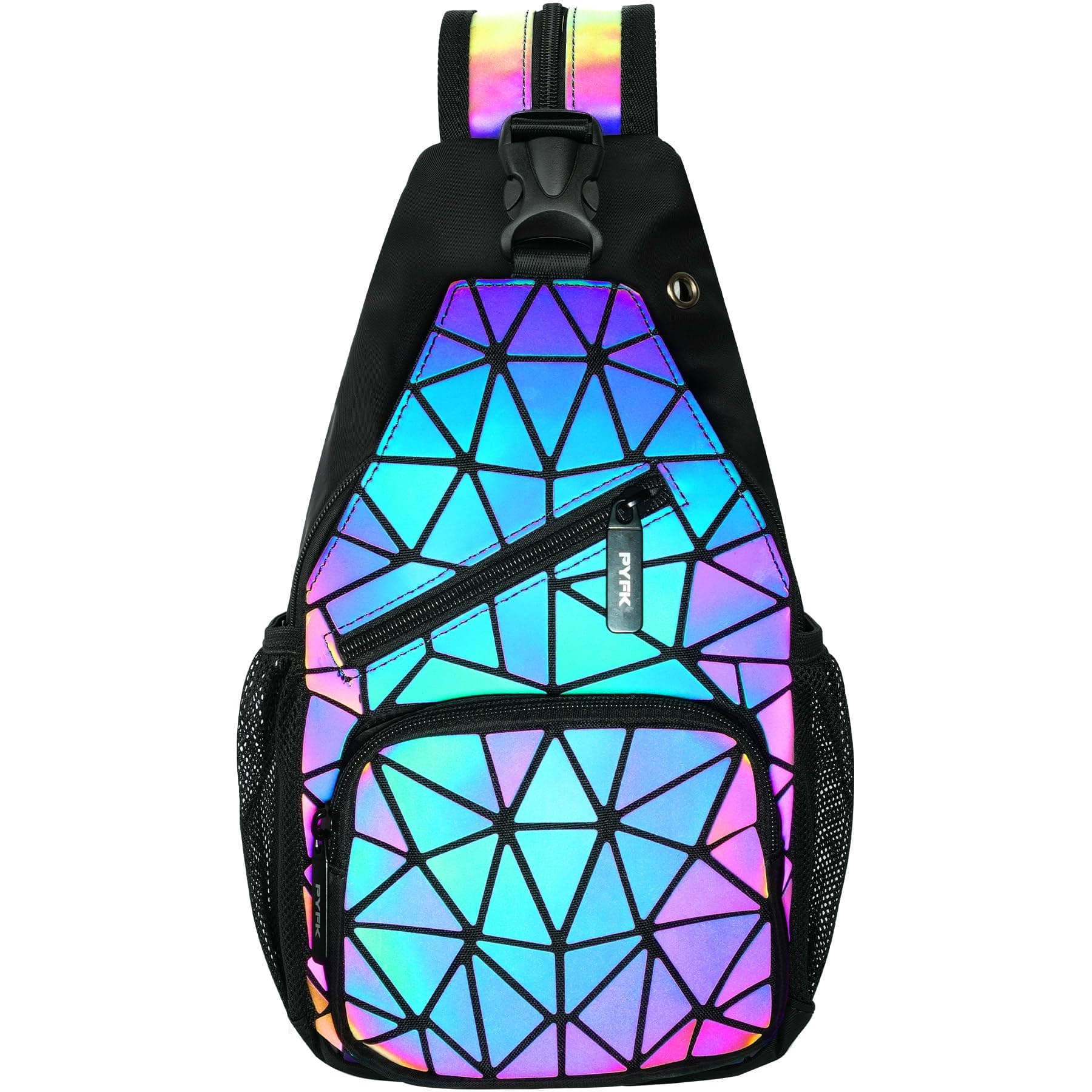 Geometric Backpack Luminous Holographic Purse Color Changes Flash Reflective Bag For Cycling Fashion Sling Bag for Women(Prism)