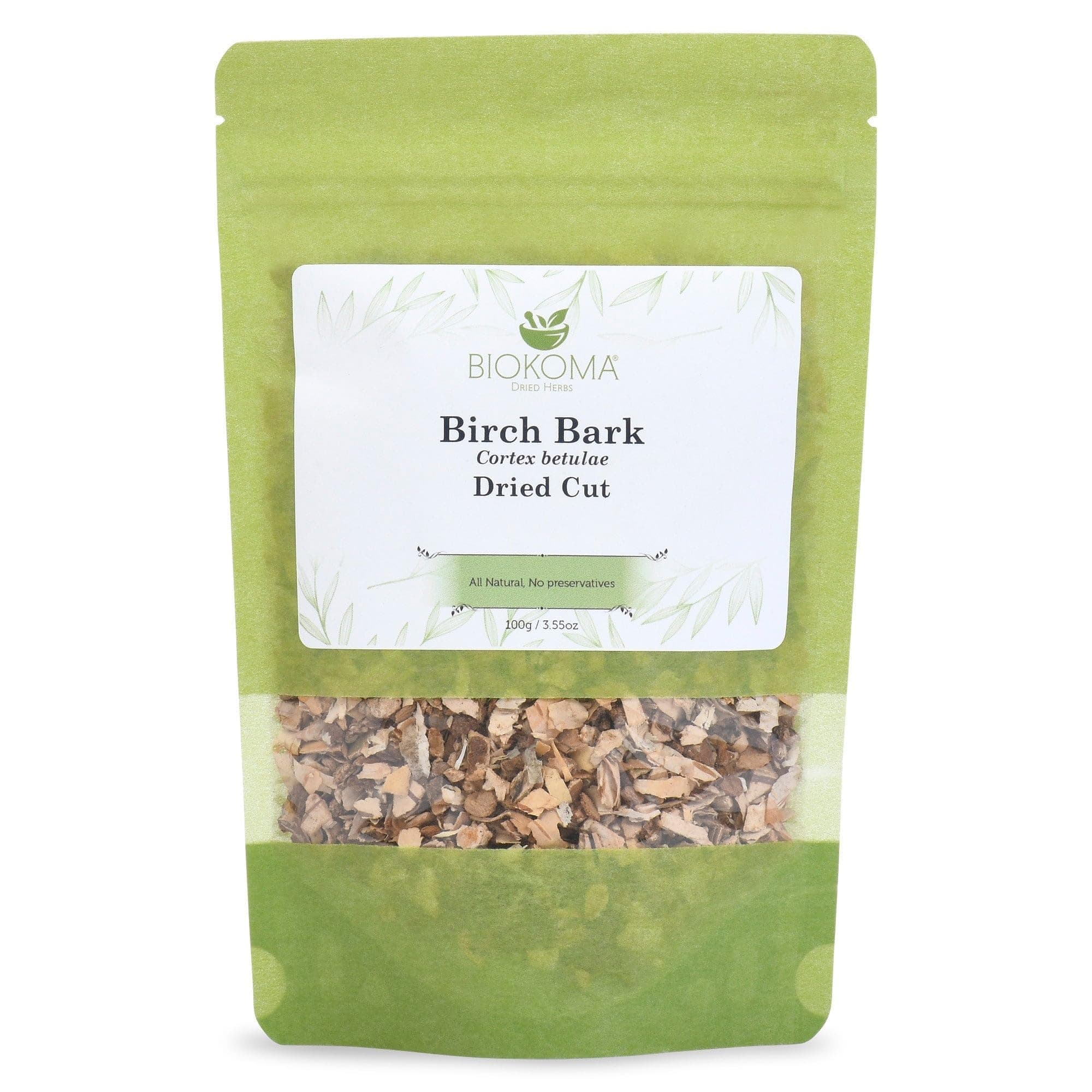 Biokoma Birch Bark Dried Cut 3.55 oz 100g Loose Herbal Tea Tree Cortex Betulae Detox Wellness Calming Rituals Caffeine Free Resealable Moisture Proof Pouch No Additives No Preservatives Non GMO Kosher