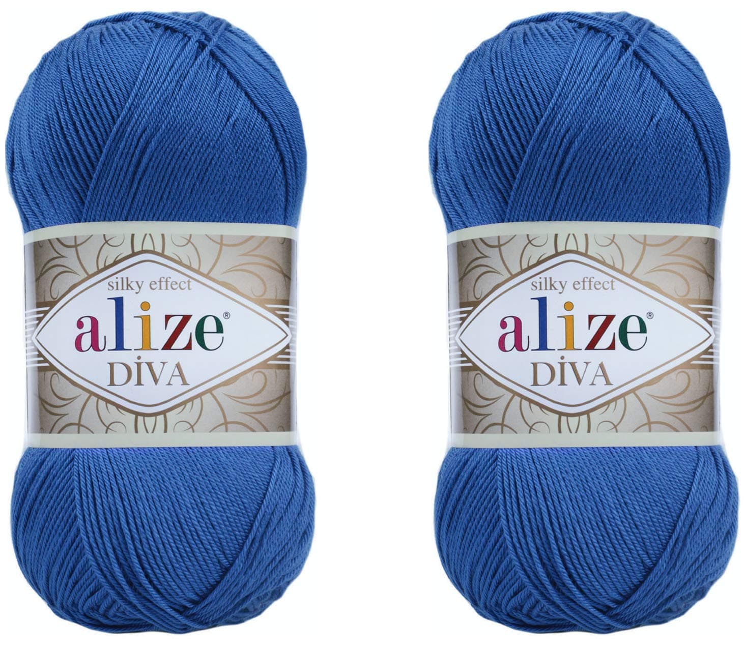 Alize Diva Yarn 100% Microfiber Acrylic Yarn, Royal Blue, 2 Skeins of 200gr/767yds, Fingering Weight, Recommended Needle Size US 1½ - 4