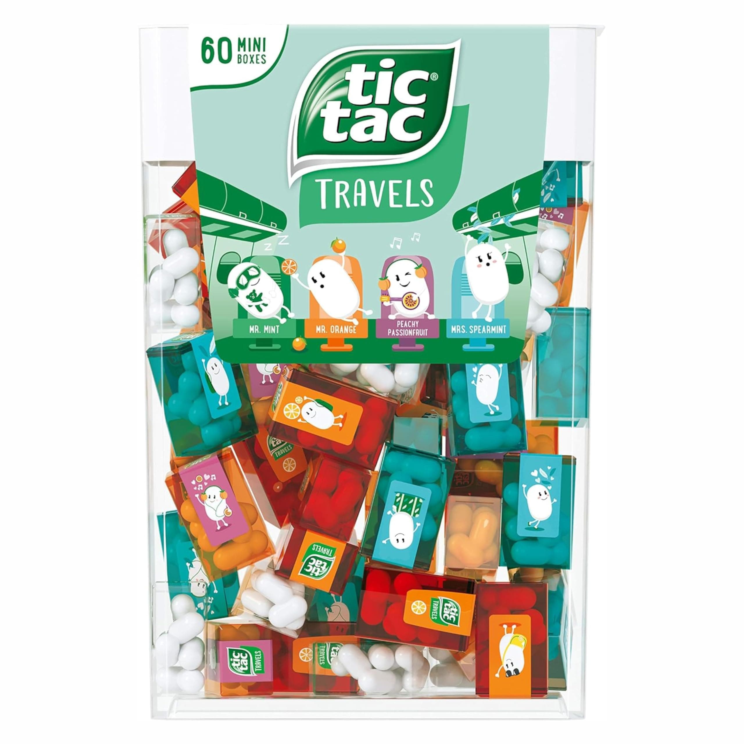 Box with 60 Mini Boxes (Mint, Orange, Spearmint, Peach and Passion fruit) 234g by Tic Tac