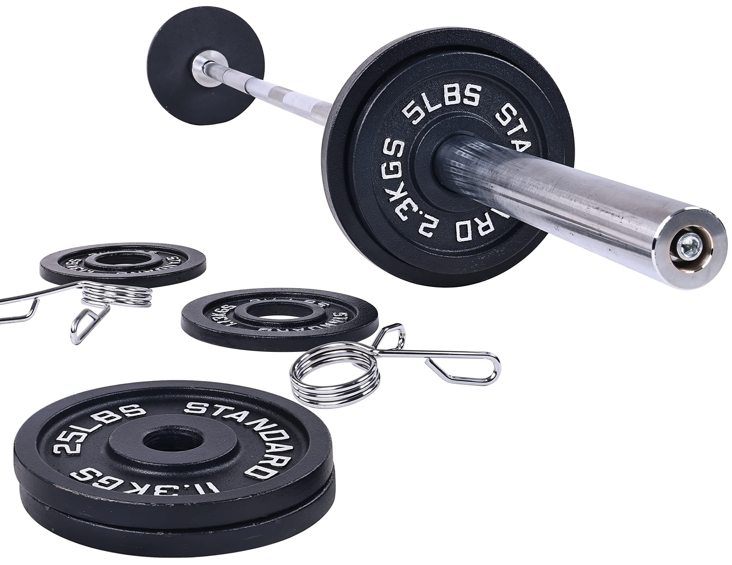 Olympic Cast Iron Plate for Strength Training and Weightlifting, Pairs, Sets or Set with Barbell, Multiple Sizes
