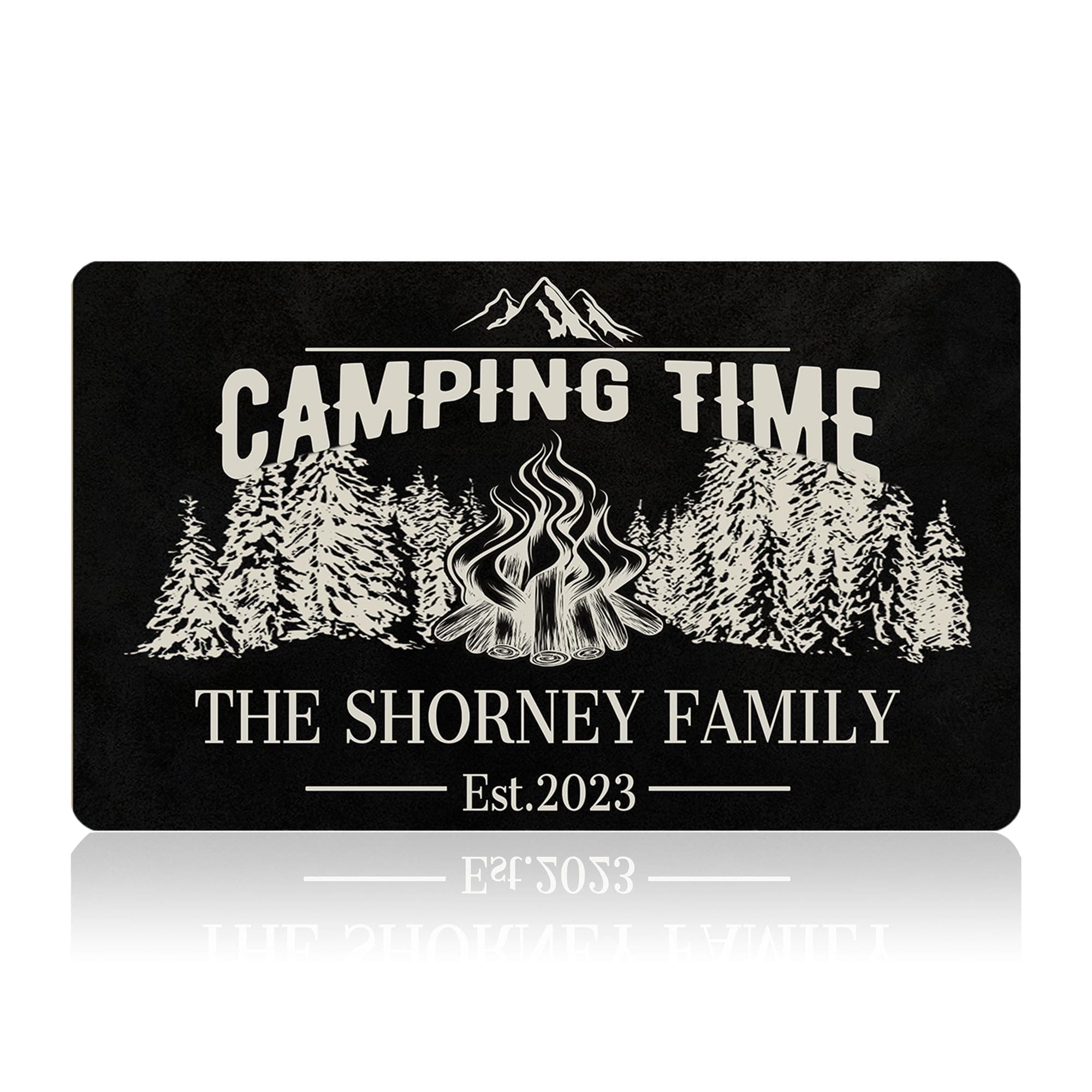 Custom Camping Door Mat with Family Name Personalized Camping Welcome Mats for Front Door Porch Entryway Gifts for Camper Lovers Made in USA
