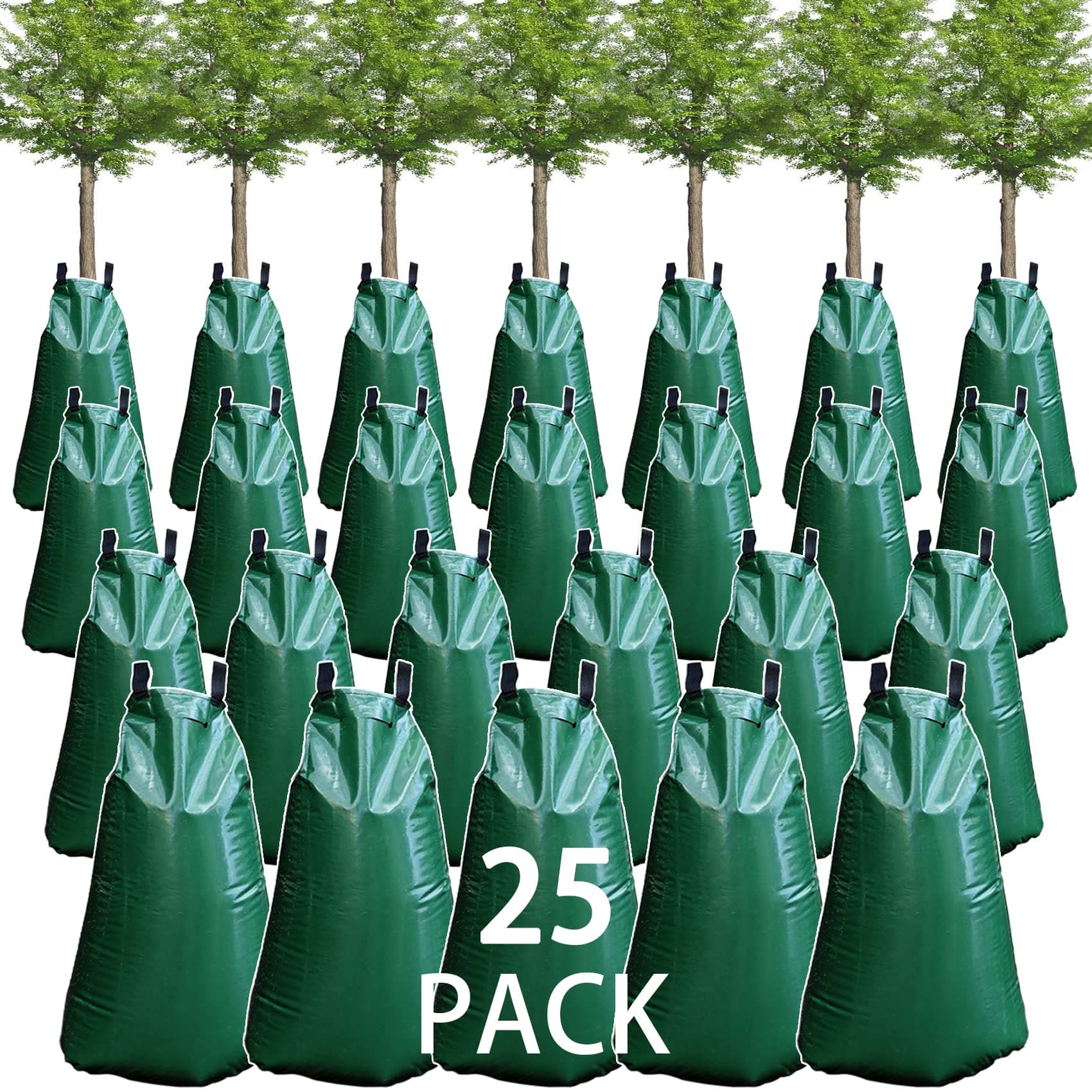 25 Pack Tree Watering Bag, 20 Gallon Slow Release Watering Bag for Trees, Premium PVC Shrub Watering Bag with Heavy Duty Zipper, Sturdy Reusable Drip Irrigation Bag
