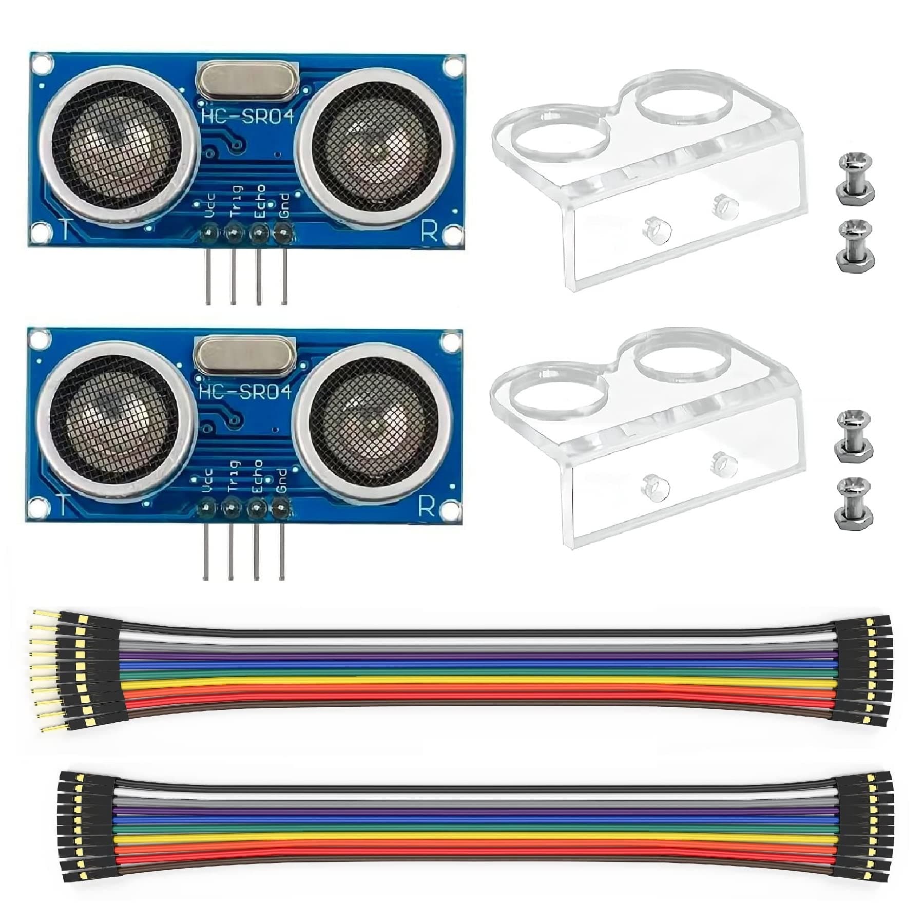 2Pcs HC-SR04 Ultrasonic Sensor Module for Arduino (with Mounting Bracket)