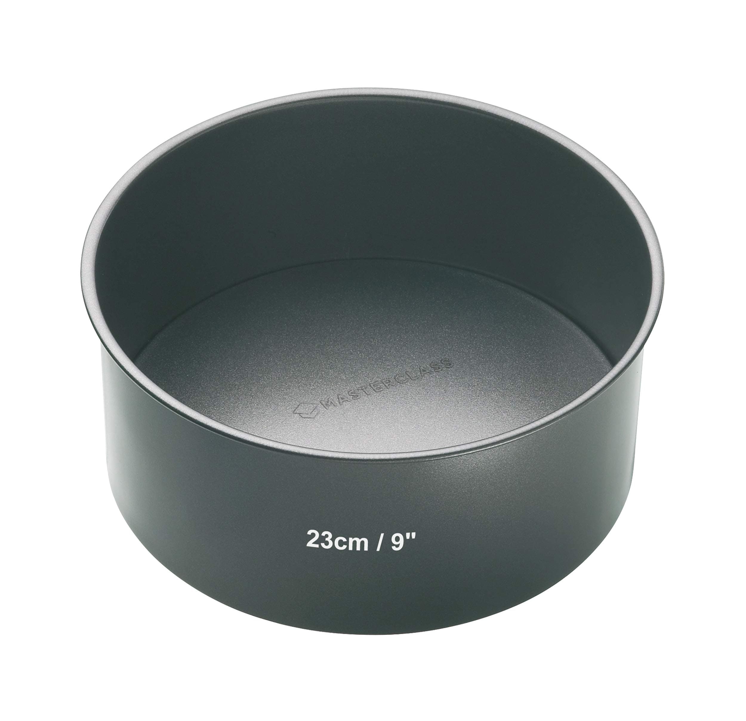 Deep Cake Tin with PTFE, PFOA and BPA Free Non Stick and Loose Bottom, 1 mm Carbon Steel, 23 cm/9 Inch Round Pan , Grey