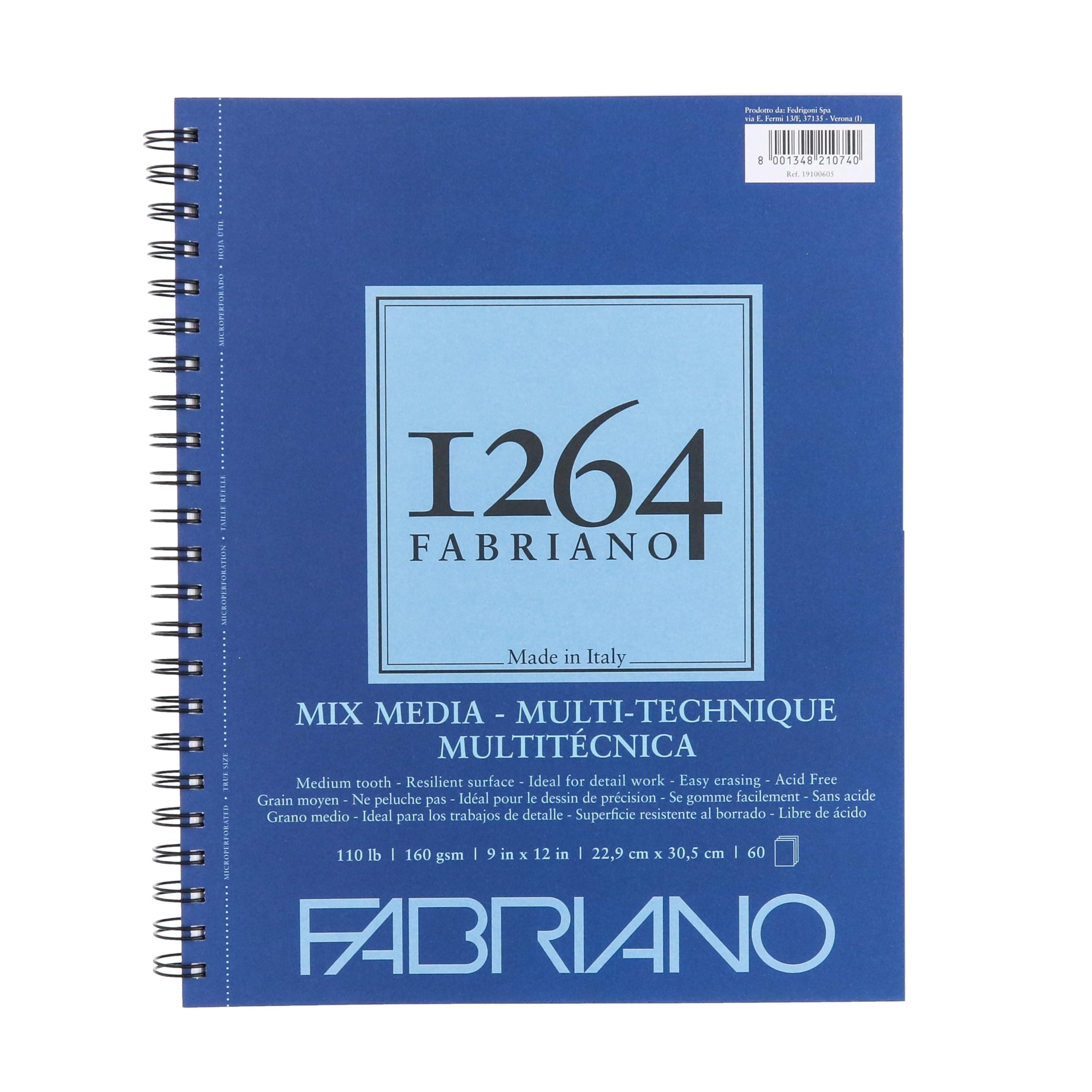 Fabriano 1264 Mixed Media Pad, 9" x 12", 110 lb.