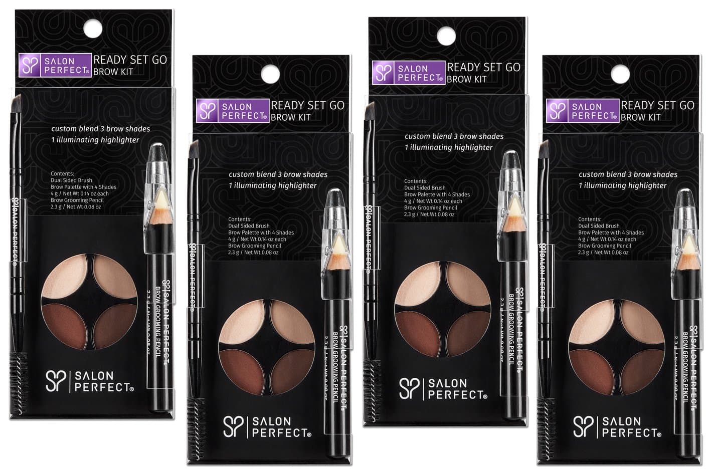 Ready Set Go Brow Kit, 4 pack, to shape and define eyebrows by Salon Perfect