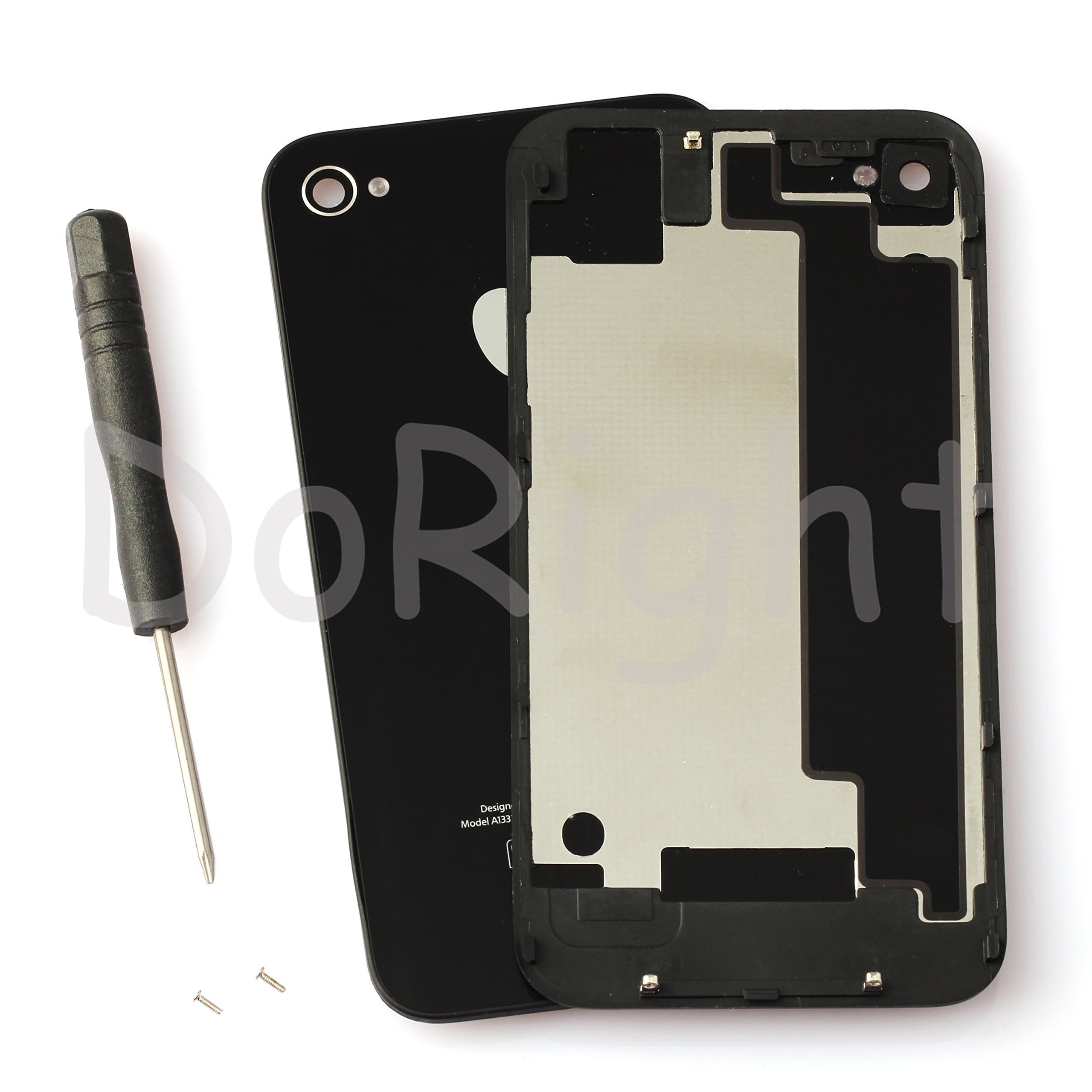 Genuine Glass Replacement Back Apple iPhone 4S Rear Battery Cover Case, Black