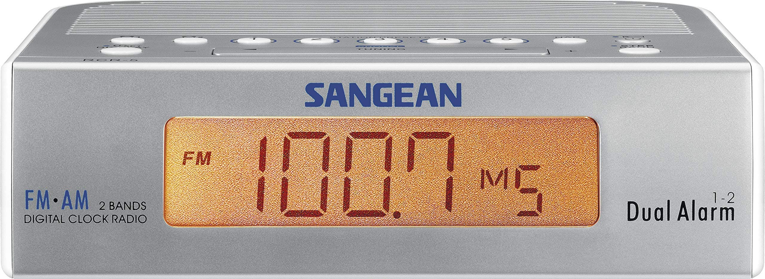 Sangean RCR-5 Radio Clock, Silver, Atomic 5