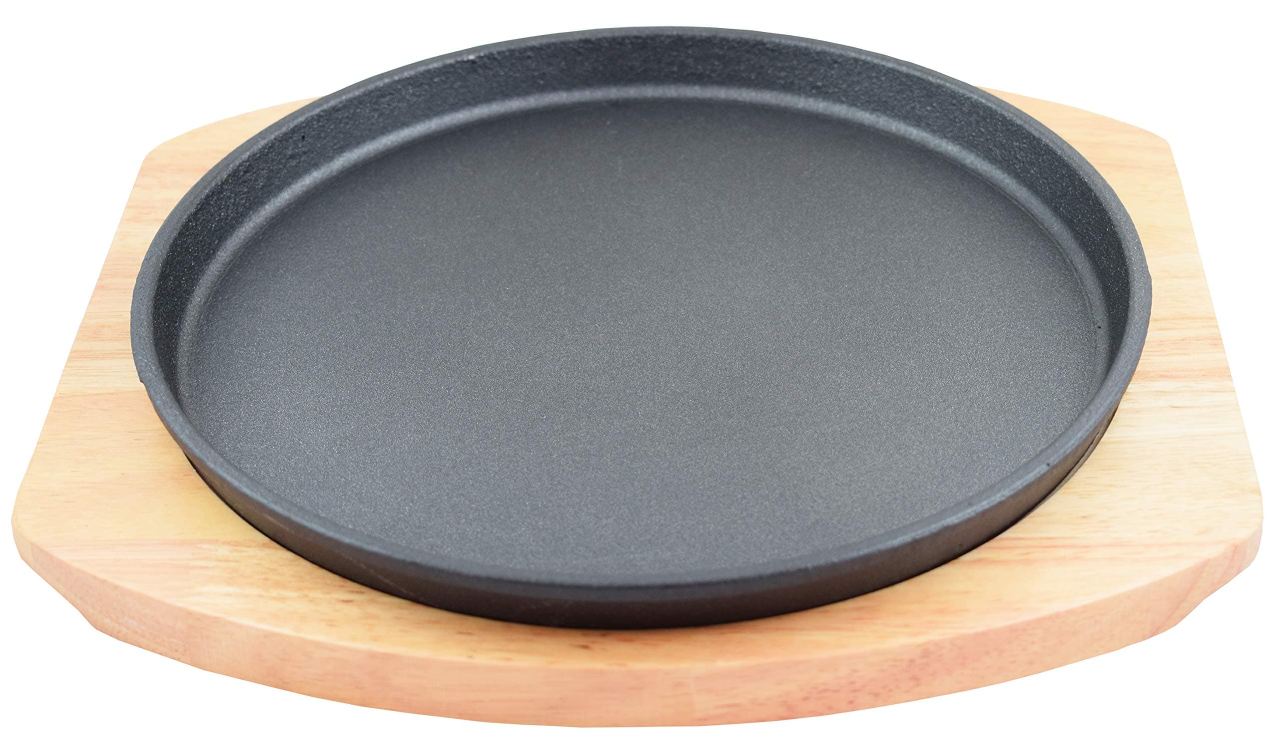 SUNRISE Round Cast Iron Set with Rubber Wood Underliner Kitchen Supply (8.5")