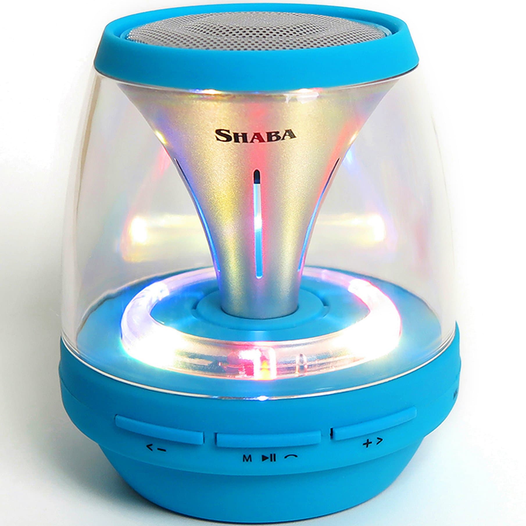 SHABA Original Design Vivid Tube Portable Wireless Bluetooth Speaker with 4 LED Light Modes, Hands-free Calling, Micro SD Card Mode, FM Radio, AUX Connection, Recorded for Outdoor, Party, Home(Blue)