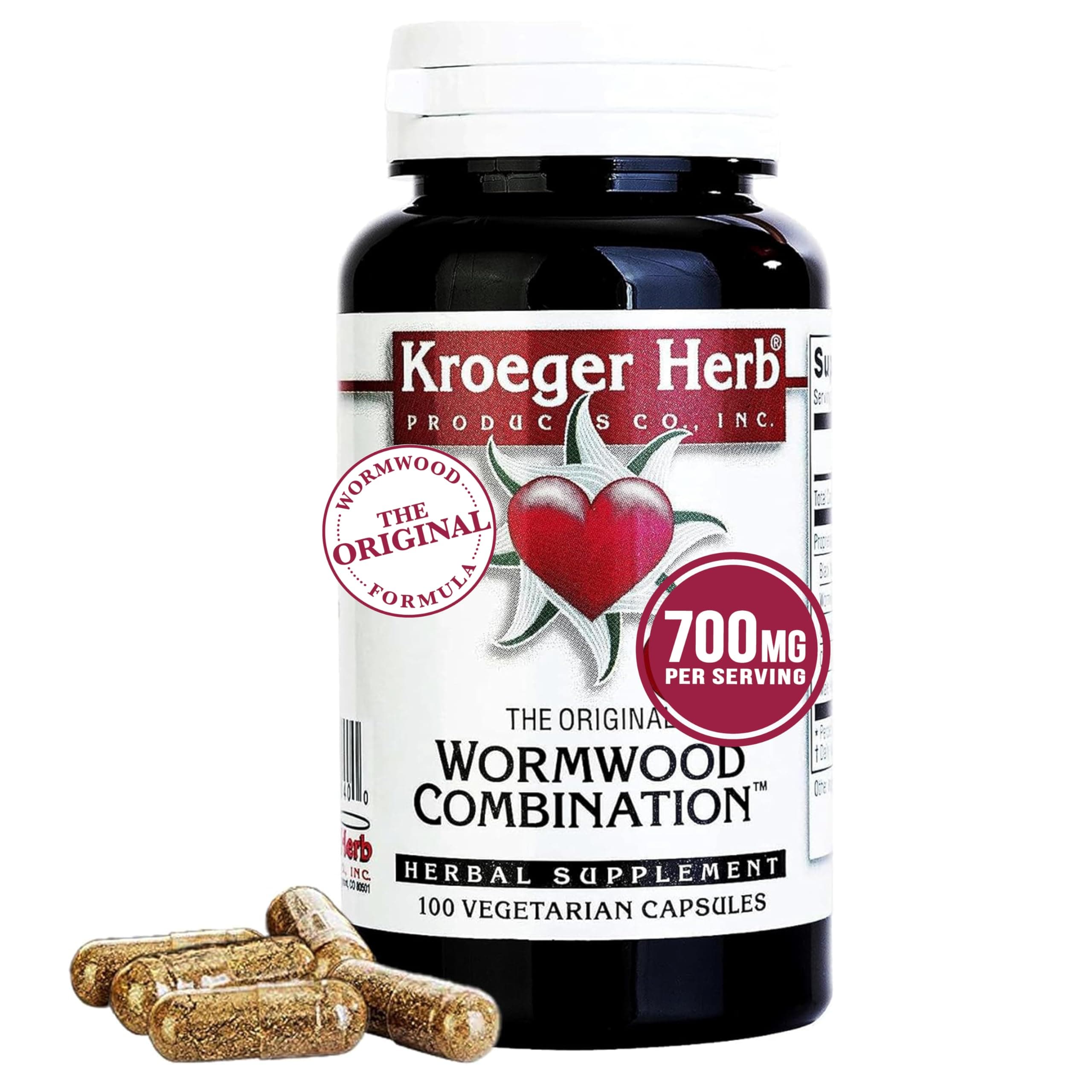 Kroeger Herb Wormwood Combination Vegetarian Capsules, 100 Count