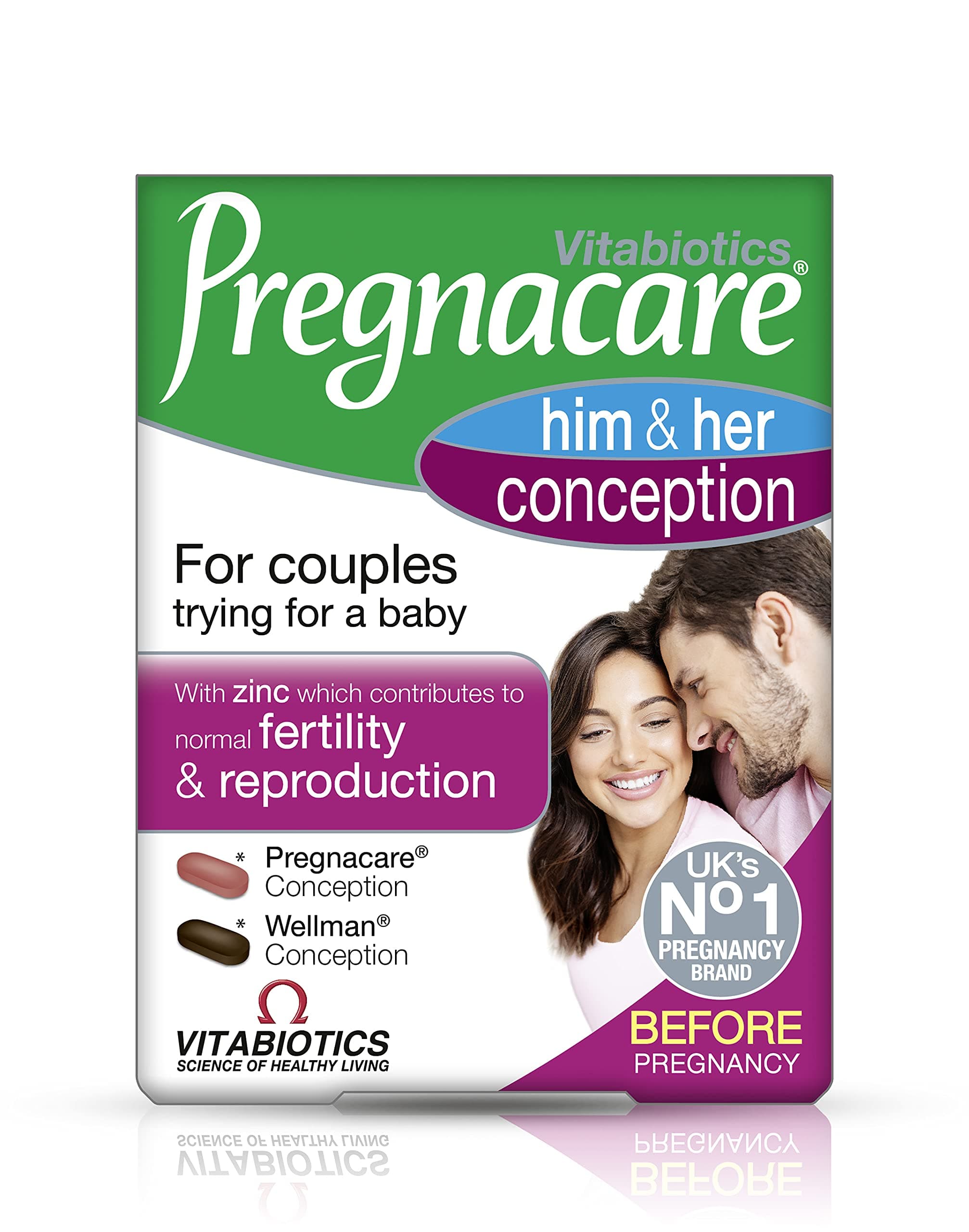 Pregnacare Conception Support for Couples - Pregnancy Vitamins - UK's No.1 Pregnancy Brand. Greater Prenatal Care for Women, Supplement with Added Omega-3 DHA for Normal Brain and Eye Development