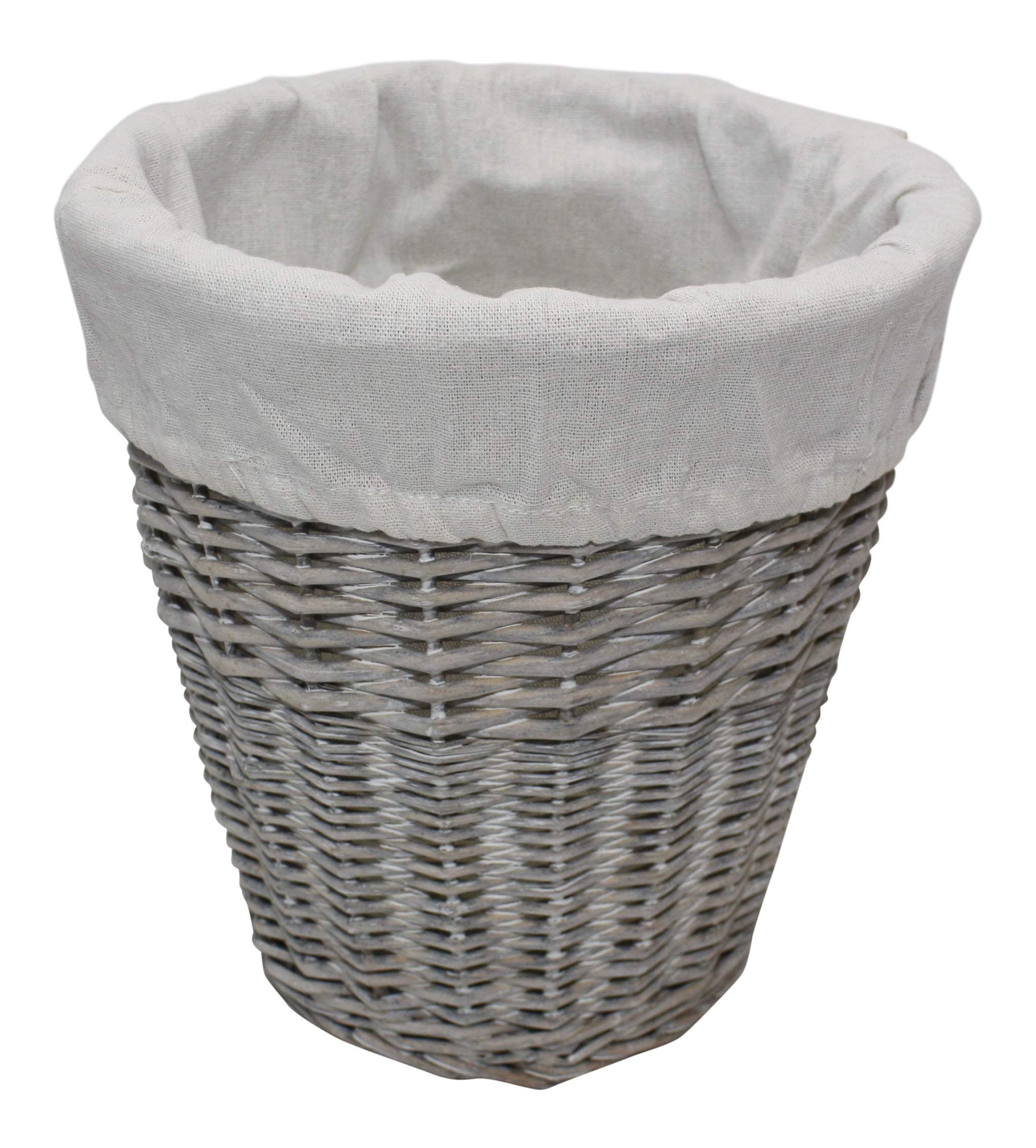 Choice Baskets Round Grey Wash Willow Wicker Waste Basket Bin