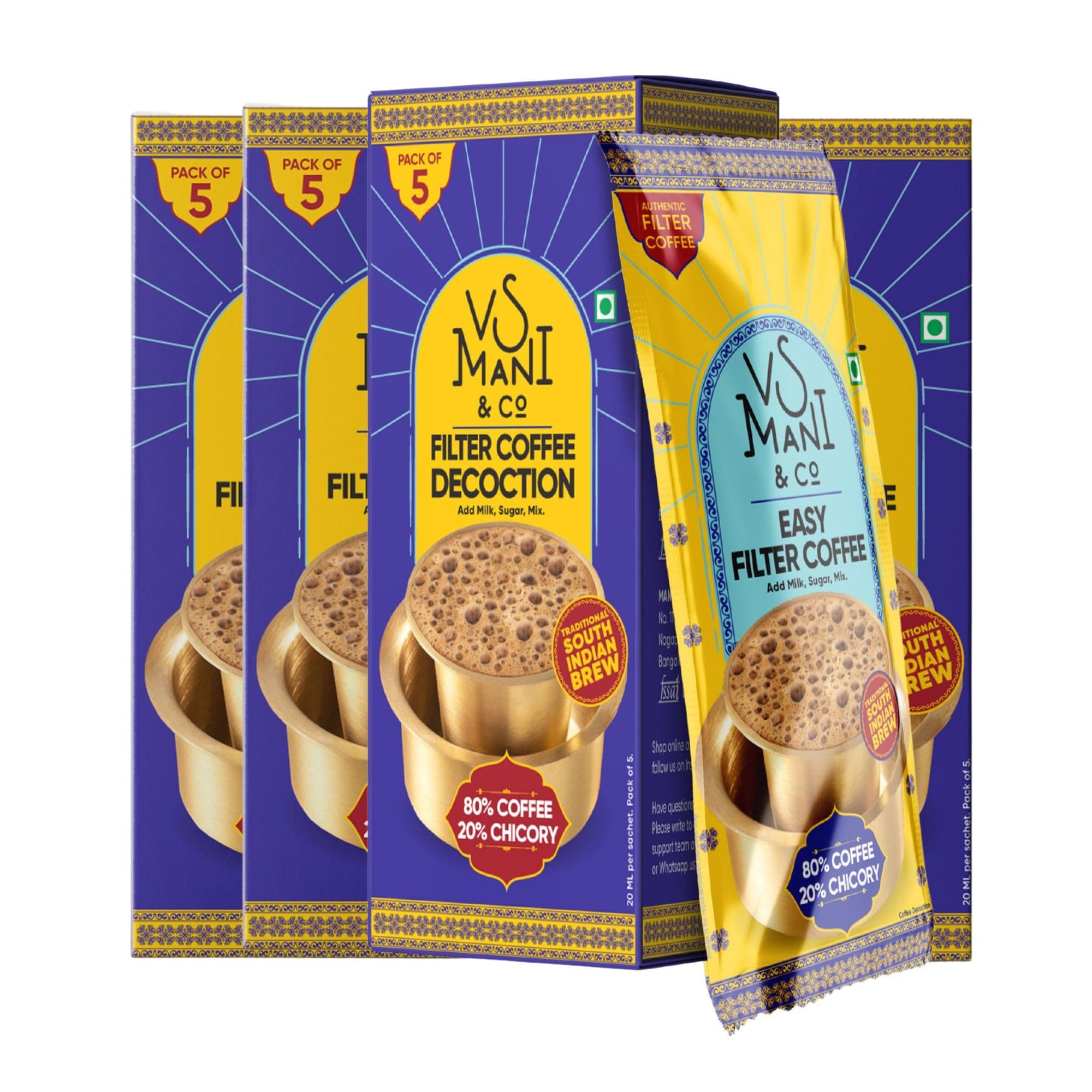 - VS Mani & Co Filter Coffee Decoction - Arabica Dark Roast, Strong and Aromatic Instant Filter Coffee Liquid | Authentic South Indian Flavour | Pack of 4 x 100ml | 400 ml