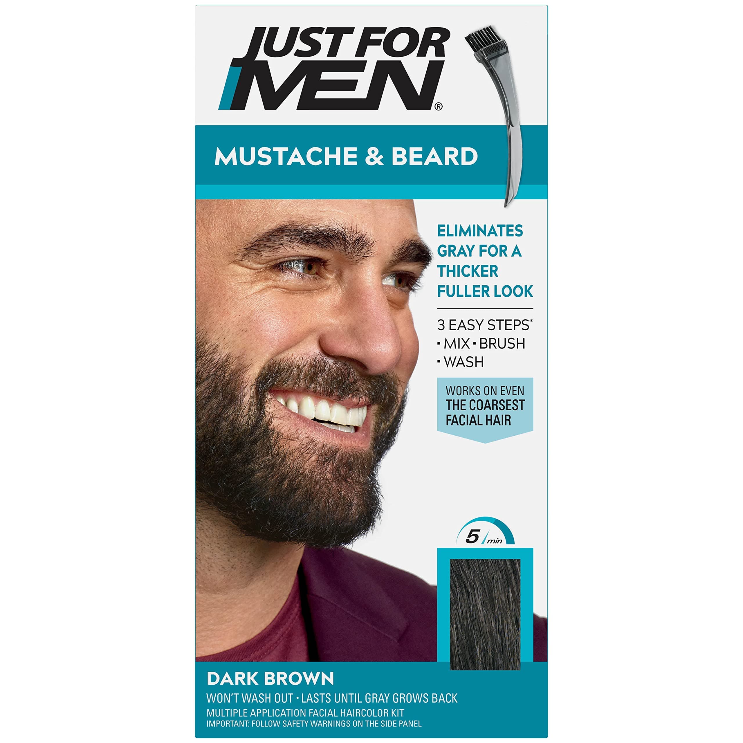 Just For Men Color Gel Mustache & Beard M-45, Dark Brown (Value Pack Of 4)