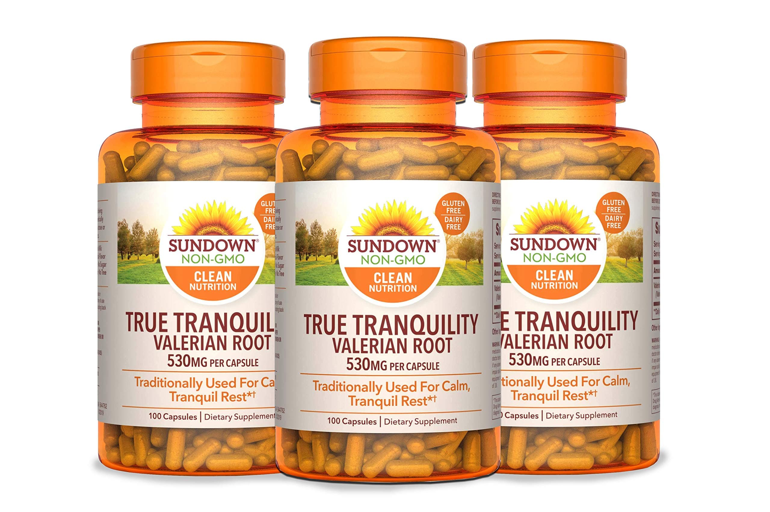 Sundown Valerian Root Whole Herb 530 mg, 100 Count (Pack of 3)