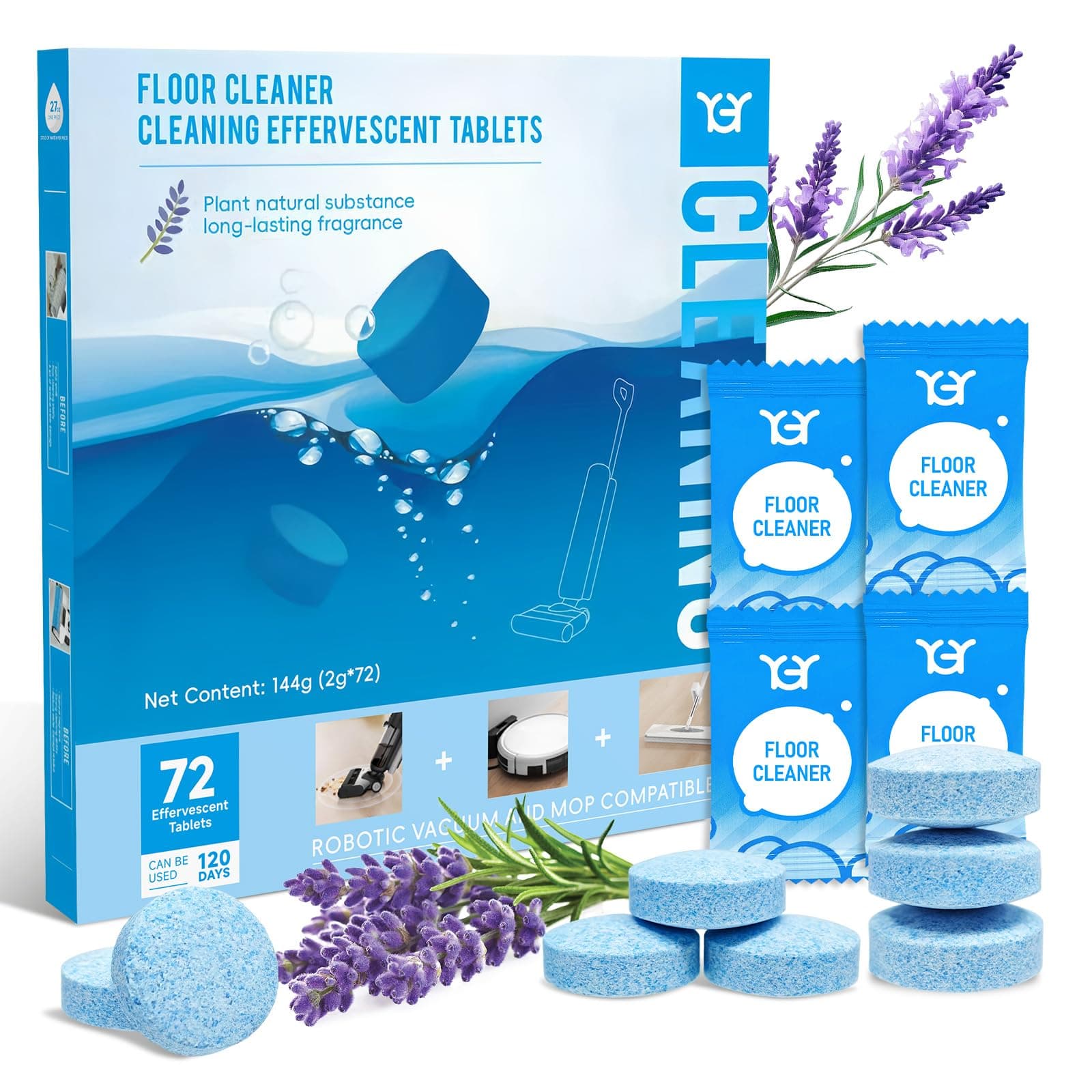 Floor Cleaning Tablets,Compitable with Tineco Cleaning Solution|Clean Machine and Floor 2 in1-Getting Rid of Machine Odors|Cleaning Tablets are Easy and Safe to Use,72 pack