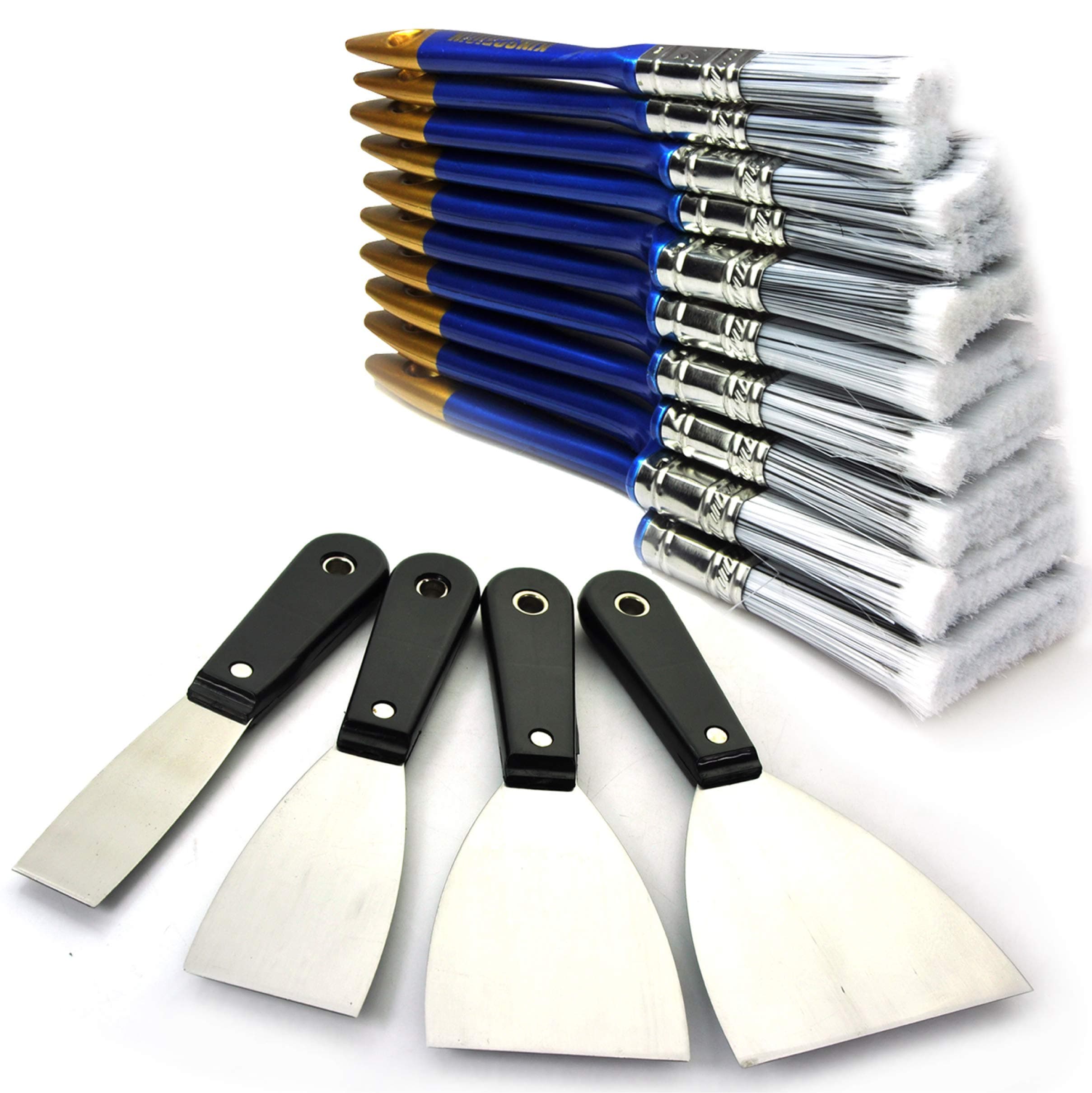 14Piece Premium Paint Brush and Painters Scraper,Paint Brushes,Paint Brush Set, Piece Putty Knife,Taping Knives,Paint Scraper,Home Repair Tools,Tools,Hand Tools,Tool Set,Tool kit,Shipping by FBA