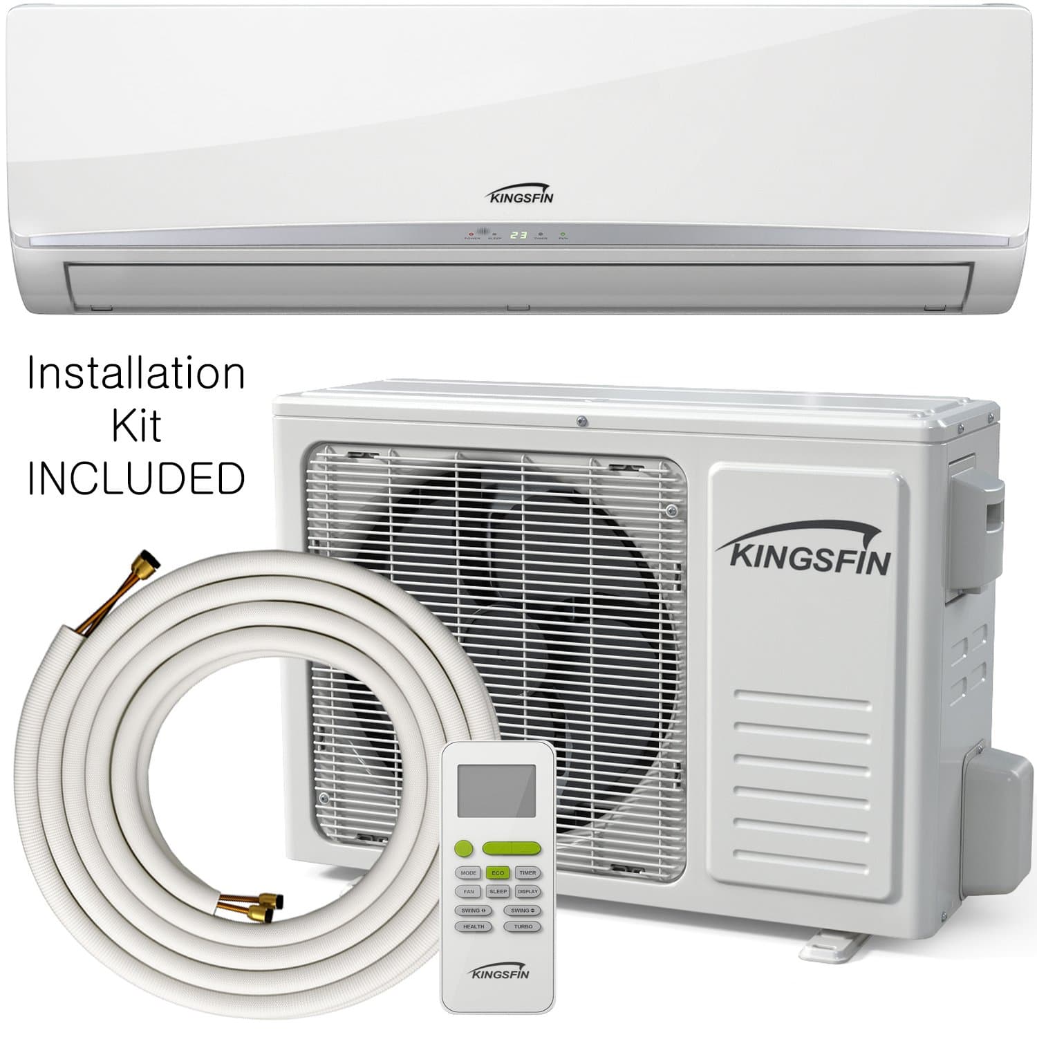 Kingsfin Mini Split Ductless AC Air Conditioner and Heat Pump 12000 BTU / 230V 15 SEER Complete System (12000 BTU / 230V)
