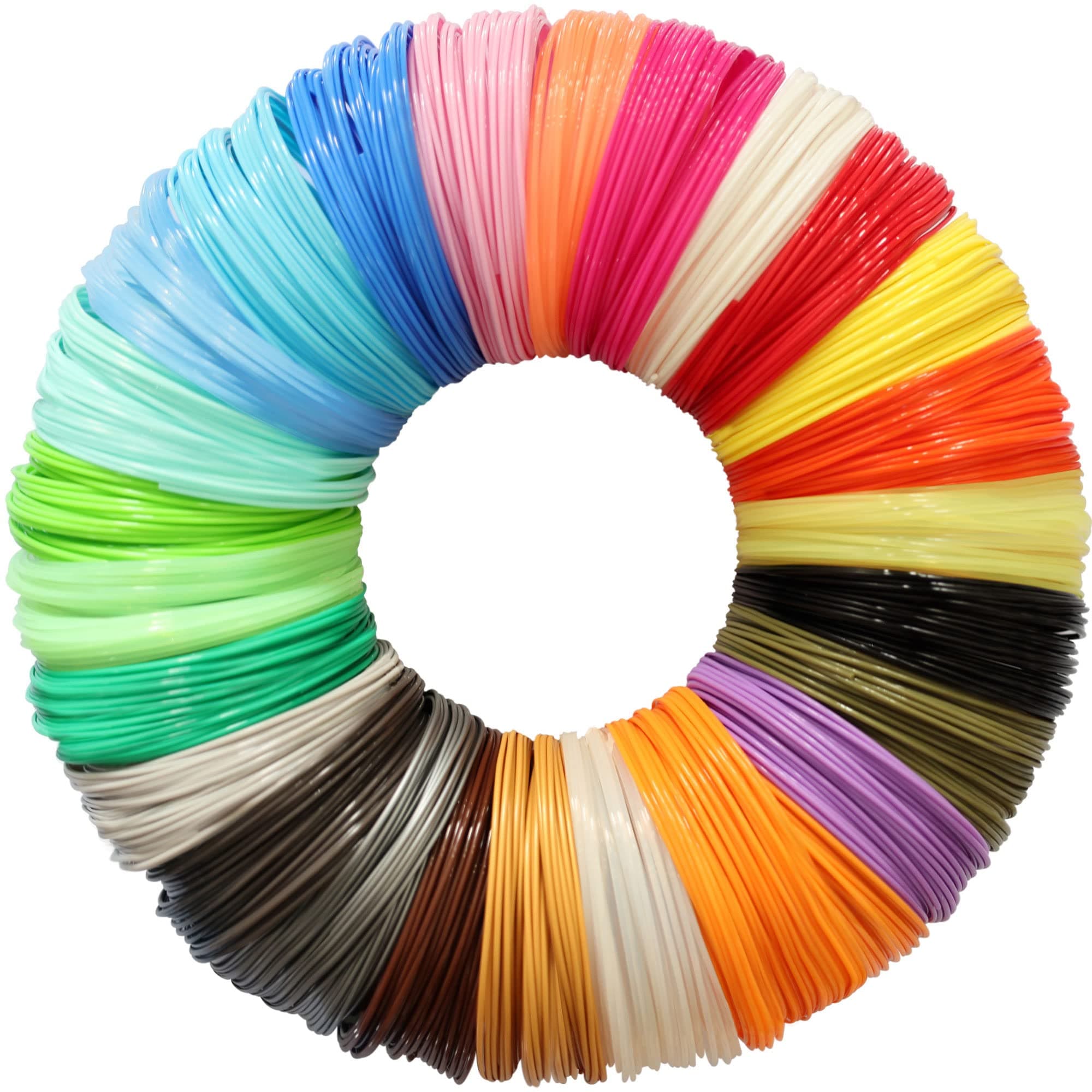 25 Colors 3D Pen / 3D Printer PLA Filament Refill, 1.75mm, 250 Feet Total, Compatible with MYNT3D / SCRIB3D