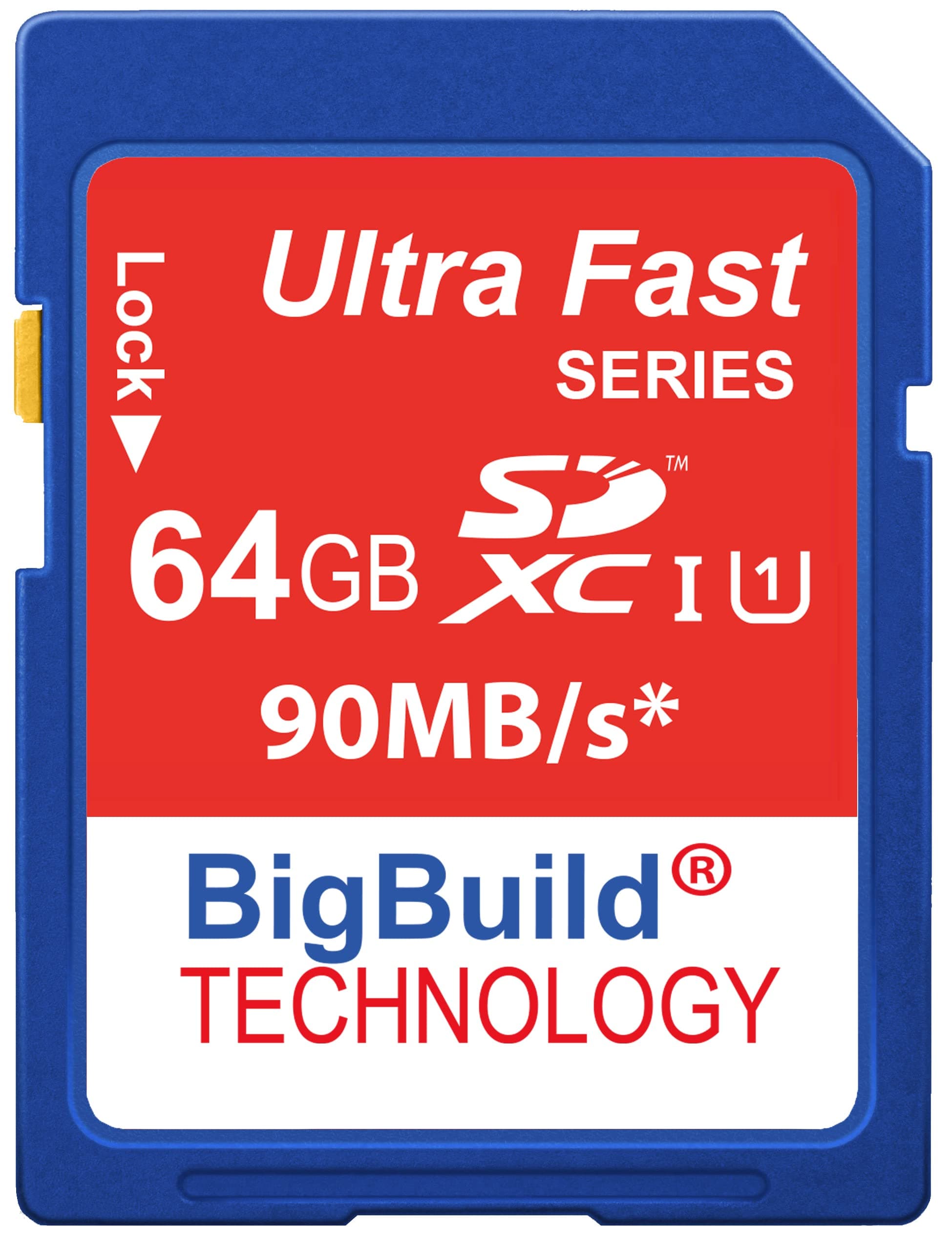 BigBuild Technology 64GB Ultra Fast 90MB/s Memory Card for Panasonic Lumix DC-FZ82 Camera, Class 10 SD SDXC