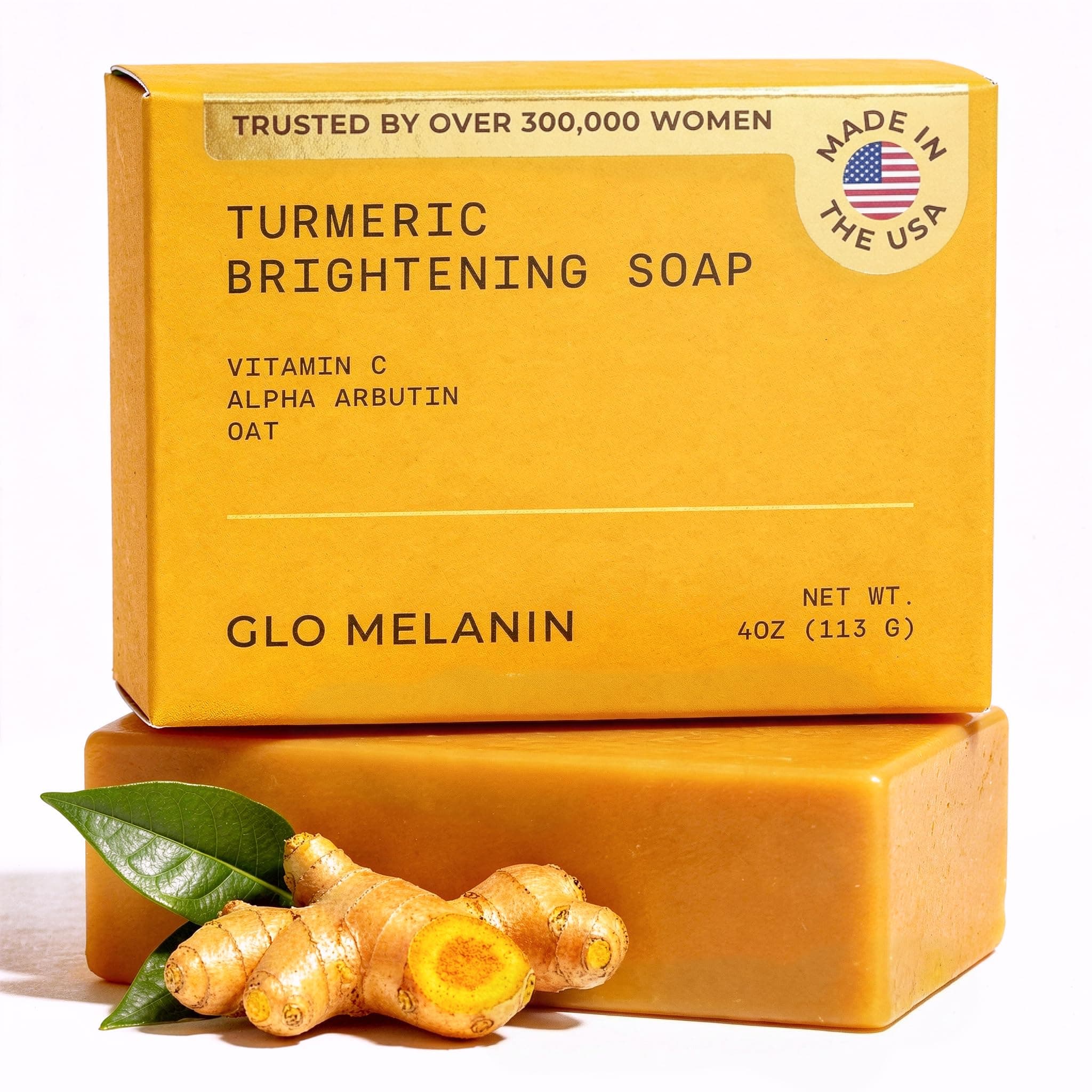 Glo Melanin Organic Turmeric Soap for Dark Spots, Soap for Face, All Natural Face Wash