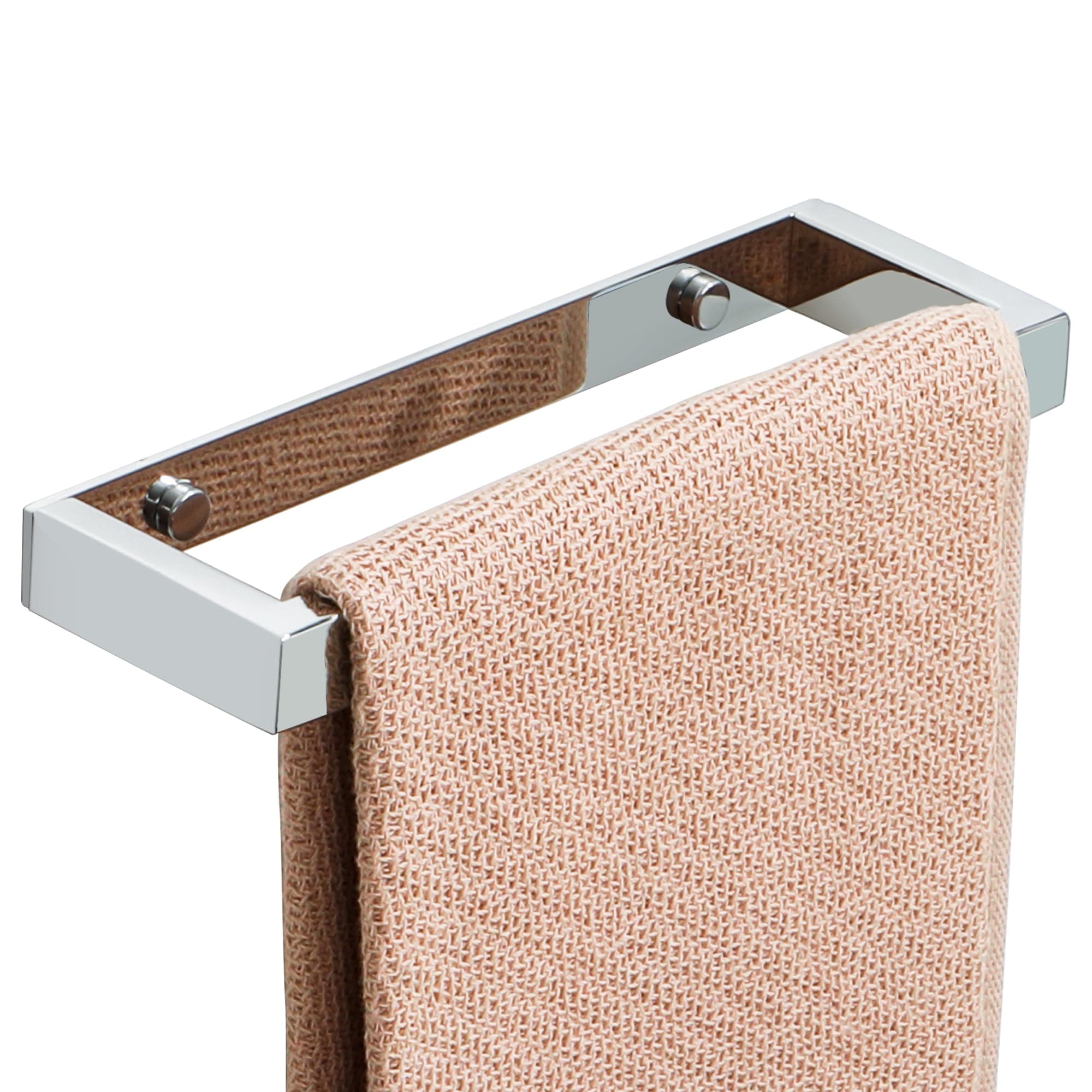 Hand Towel Holder 20CM Small Towel Rail Wall Mounted Self Adhesive & Screw Towel Ring SUS304 Stainless Steel No Drilling for Bathroom, Polished Chrome