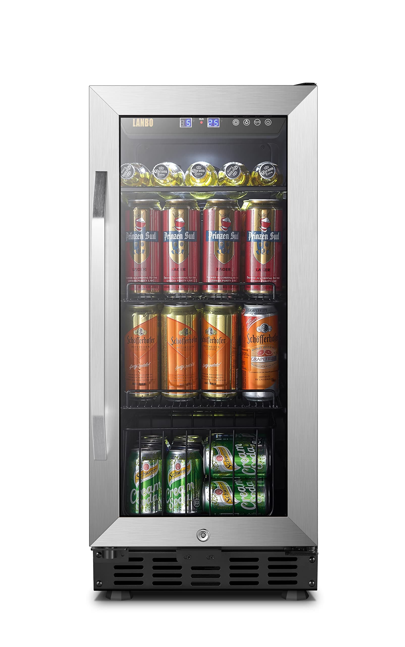 Lanbo 15 Inch Beverage Cooler 70 Cans Built In Compressor Beverage Fridge