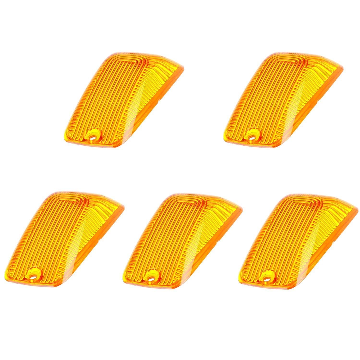 KMA KOMAS 5pcs Top Roof Light Cab Clearance Marker Cover Lens for 1988-2002 Chevy/GMC C/K1500/2500/3500/4500/5500/6500/7500 Kodiak Topkick Trucks (Amber)