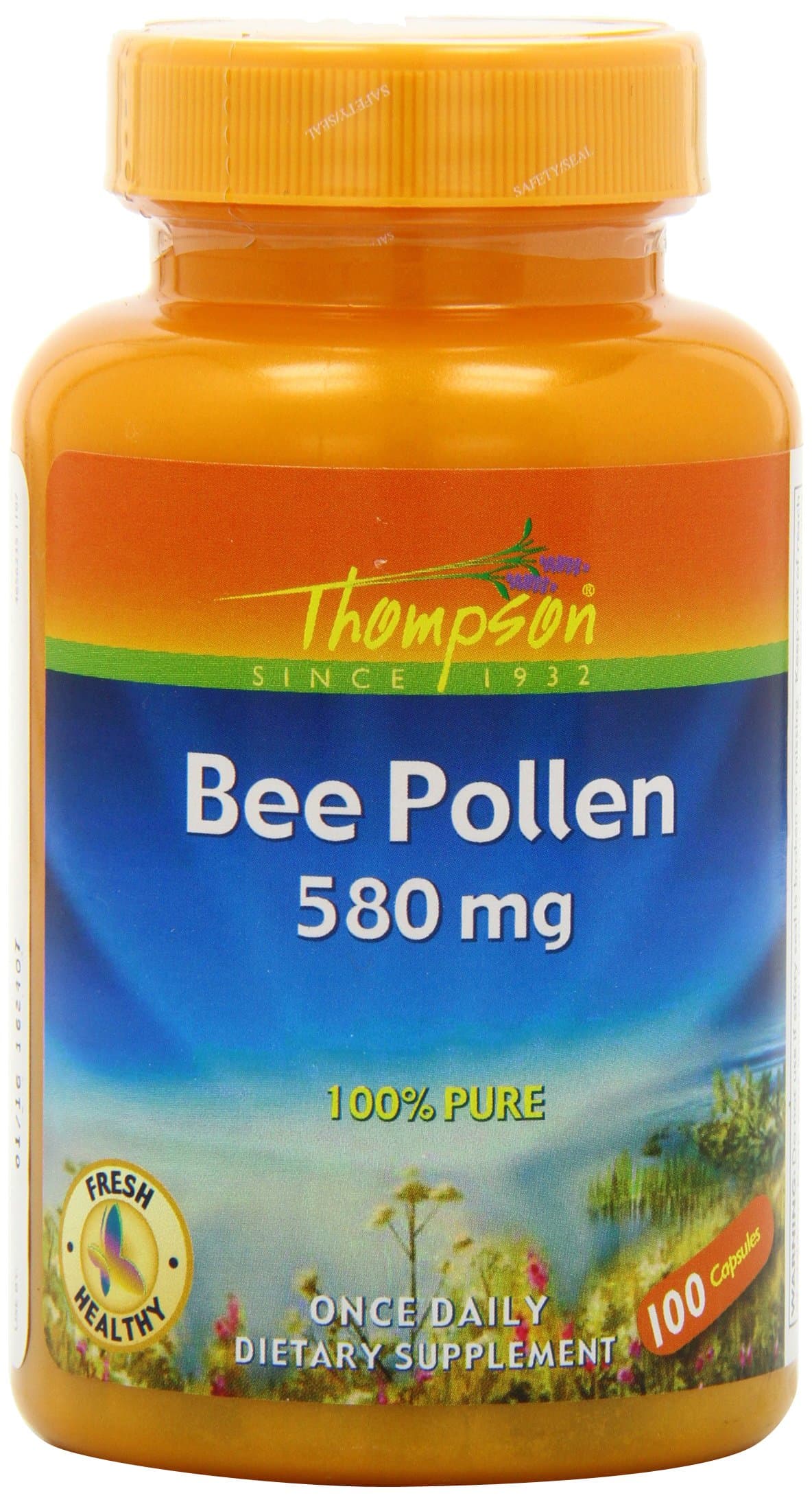 Thompson Bee Pollen , 580 Mg, 100 Capsules, (Pack of 2)