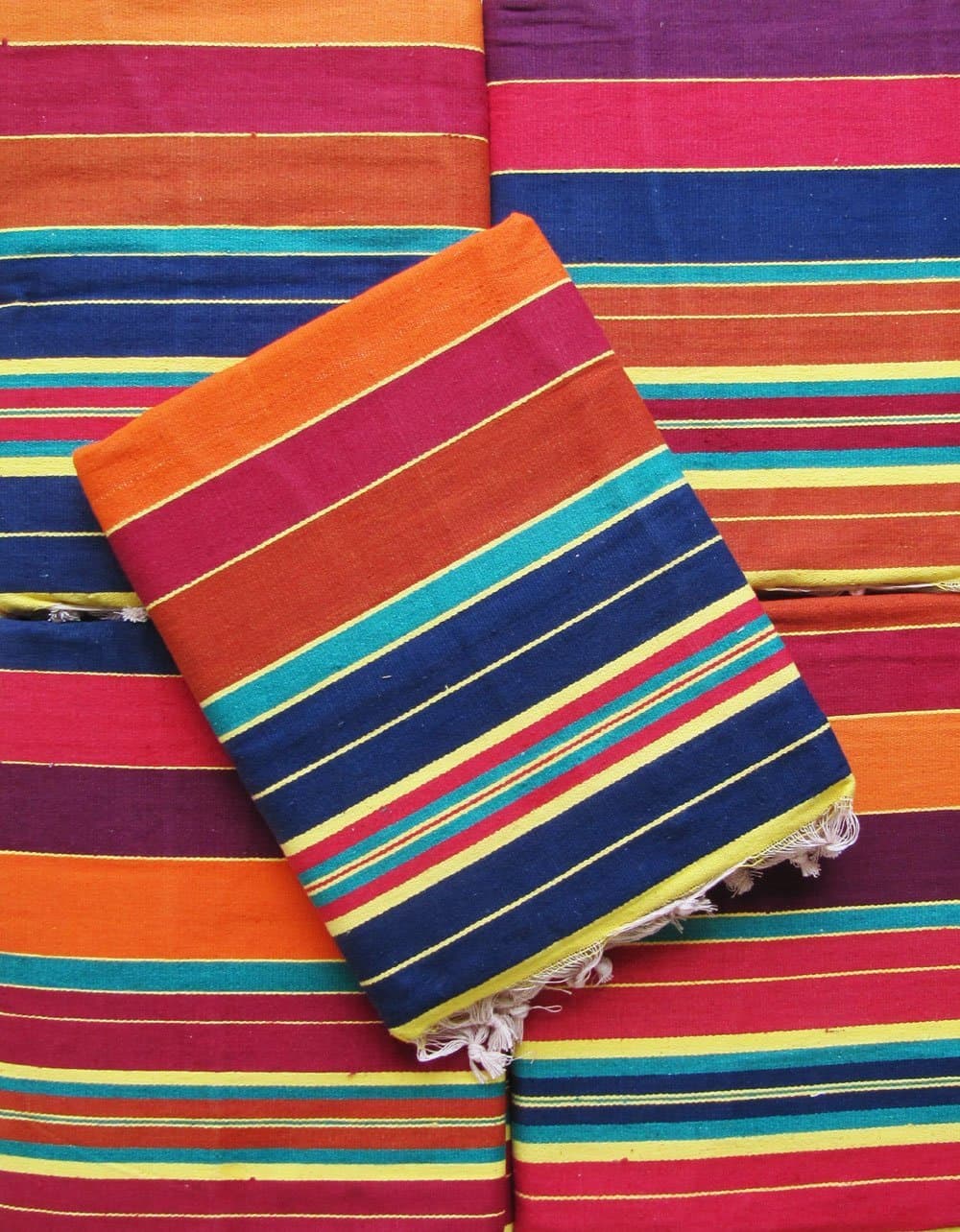 Striped Carpet (Multicolour Cotton, 89 X 55 Inches), Large Rectangle