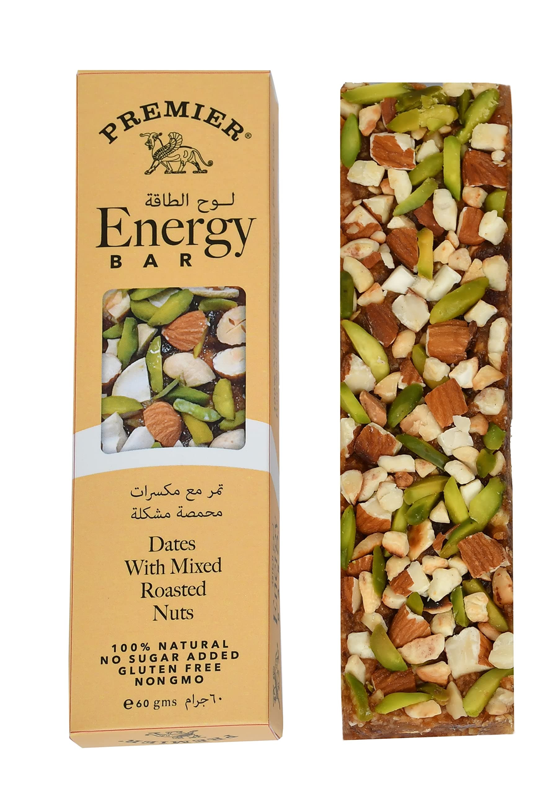 PREMIER ENERGY BAR: DATES WITH MIXED ROASTED NUTS (60g x 12 BARS)