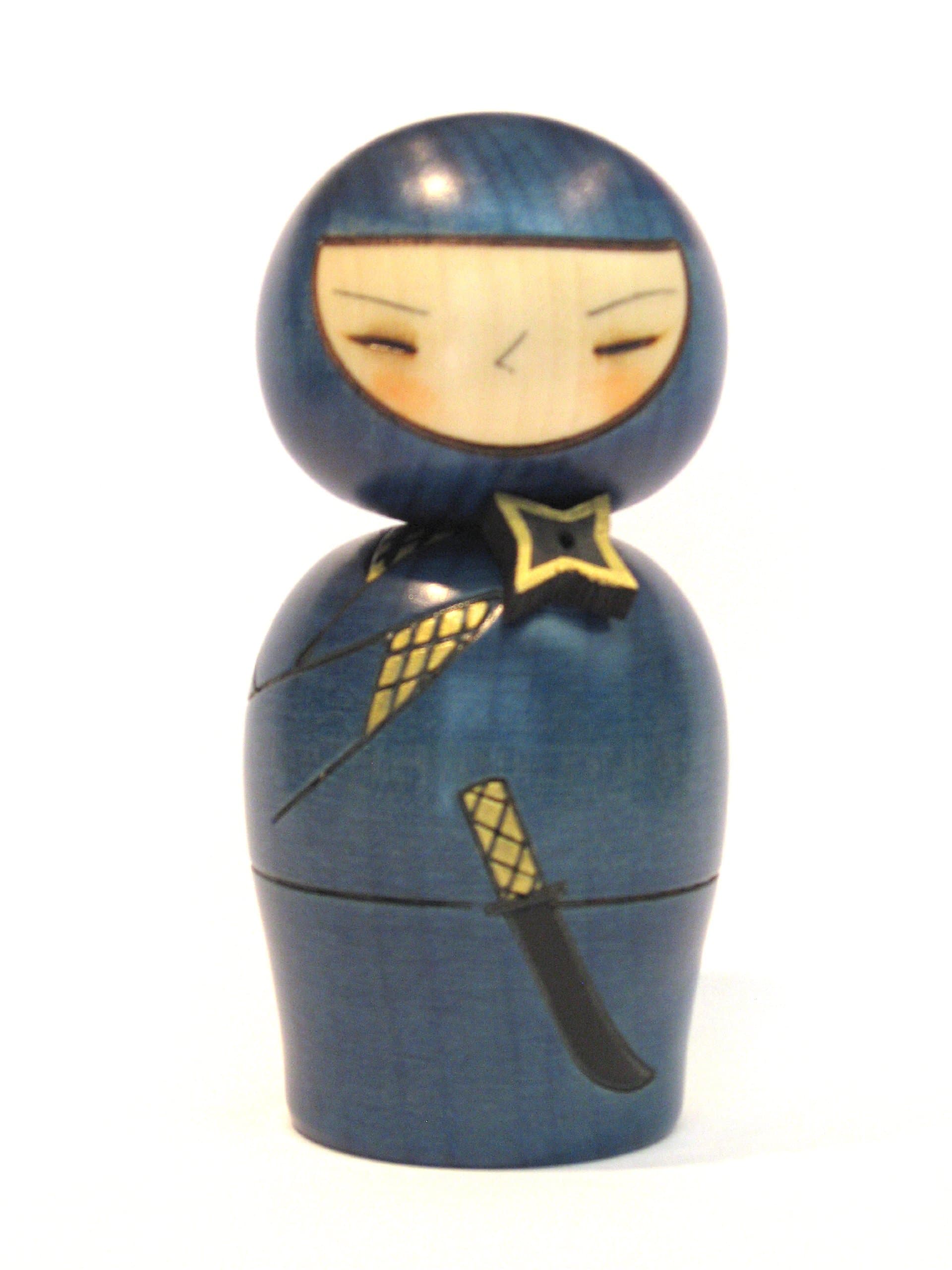 Ninja Japanese Wood Kokeshi Doll