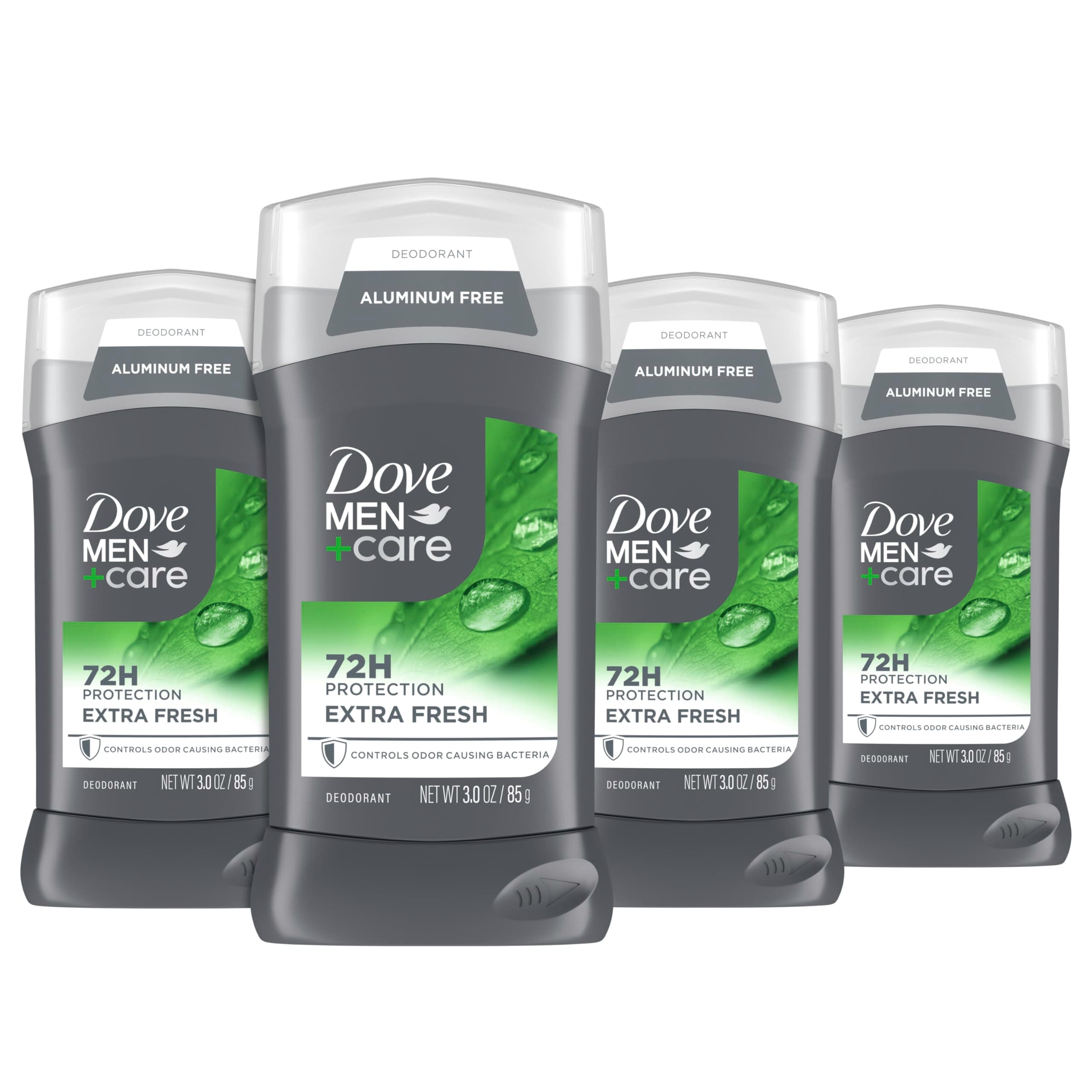 Dove Men+Care Deodorant Stick for Men 4 Count Extra Fresh Aluminum Free 72-Hour Odor Protection Mens Deodorant with 1/4 Moisturizing Cream 3 oz