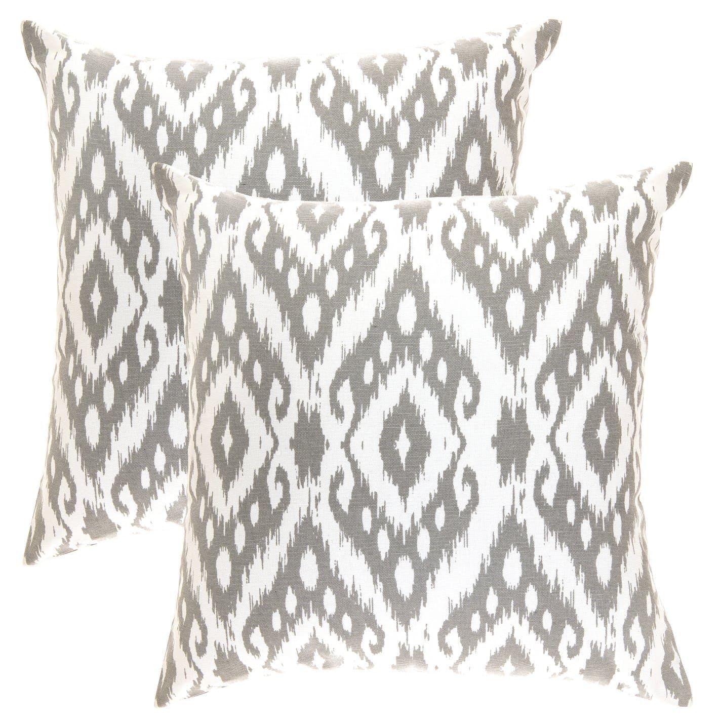 TreeWool (2 Pack Ogee Diamond Accent Cotton Canvas Cushion Covers (40 x 40 cm, Grey & White)