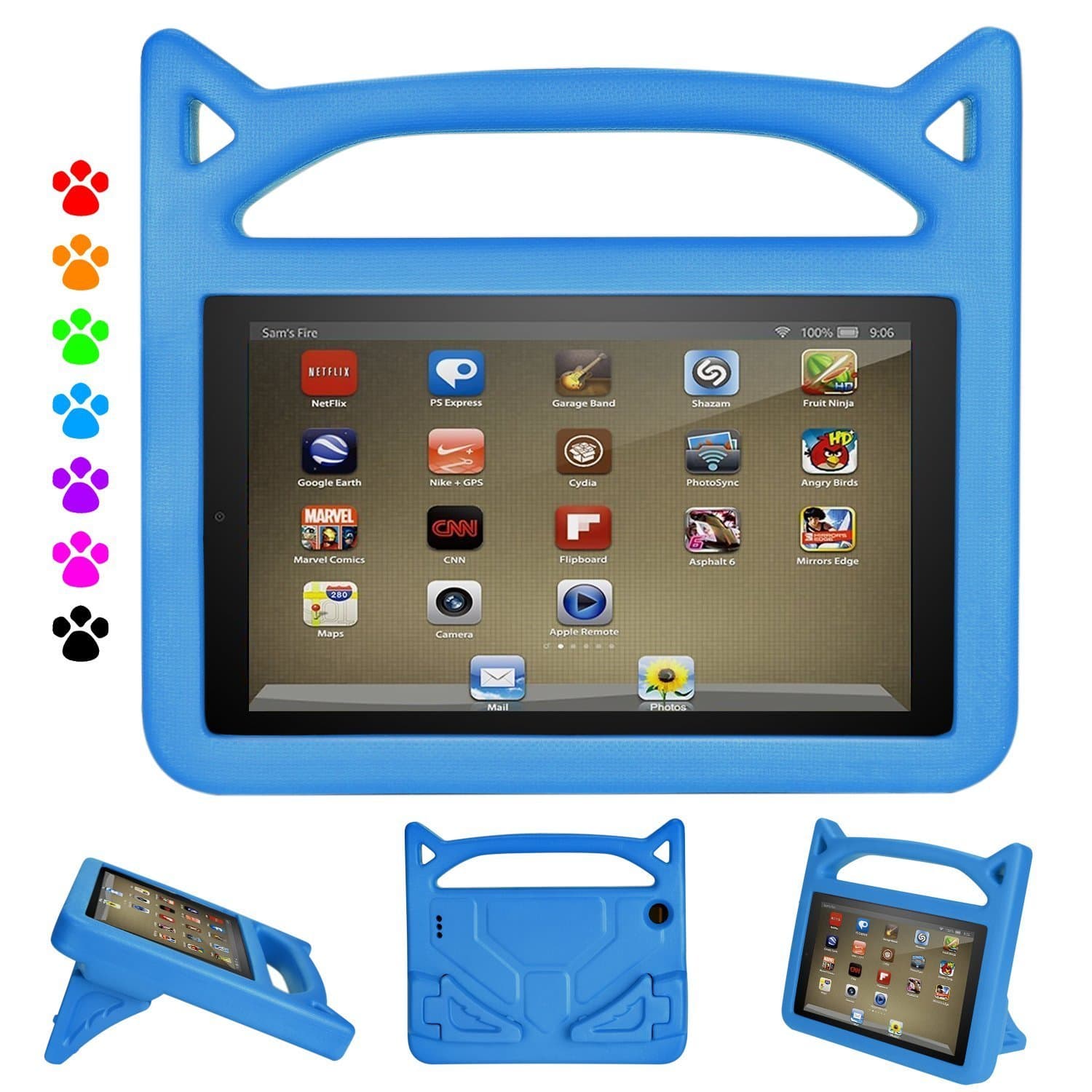 F i r e 7 2019/2017/2015 Kids Case, Roasan Shockproof Protection Stable Stand Super Light Weight Durable Material Perfect for All New F i r e 7 inch Display (9th /7th Gen/5th Gen) (Blue)