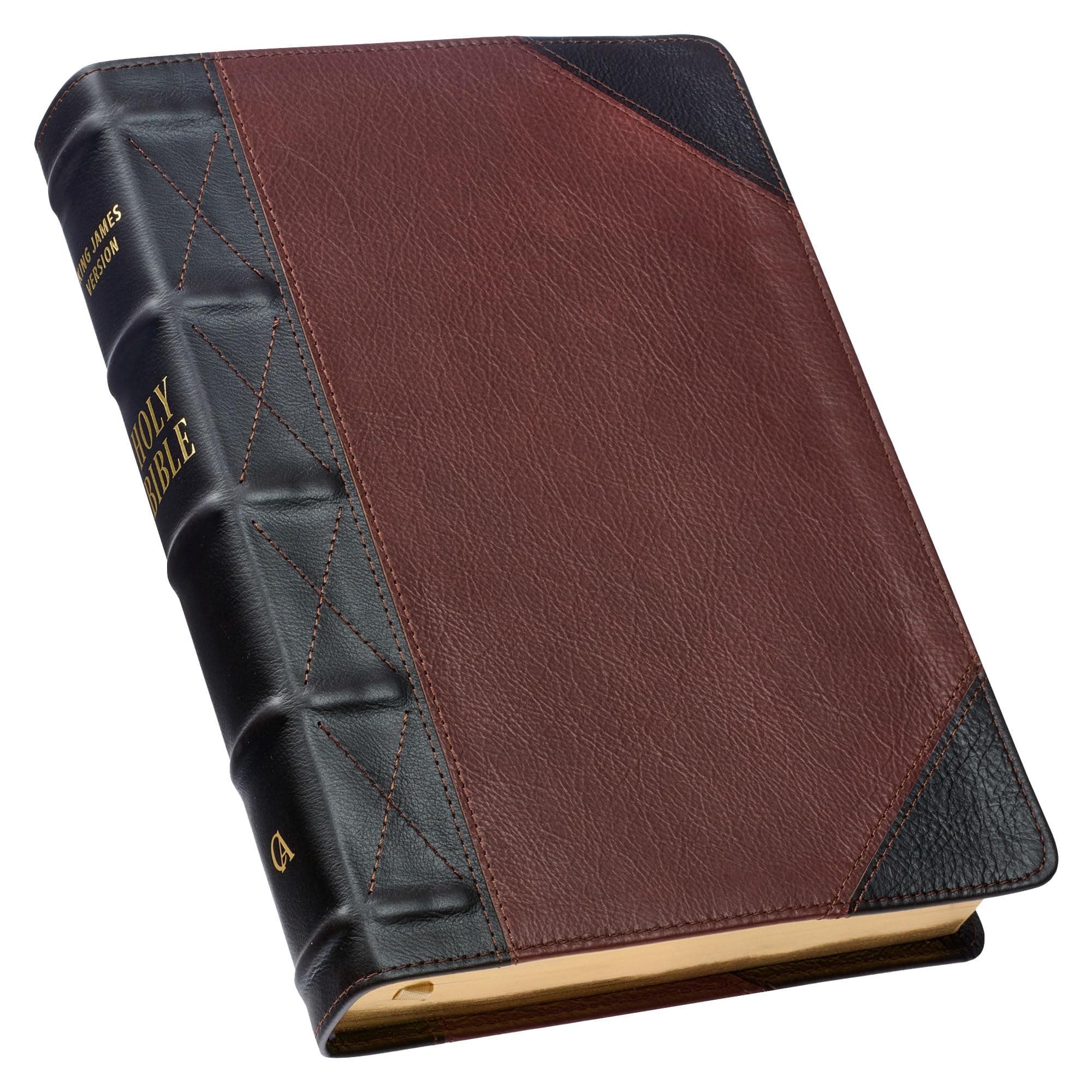 KJV Giant Print Full-Size Bible Two-Tone Brandy/Brown Full Grain Leather Leather Bound – Large Print, 1 January 2021