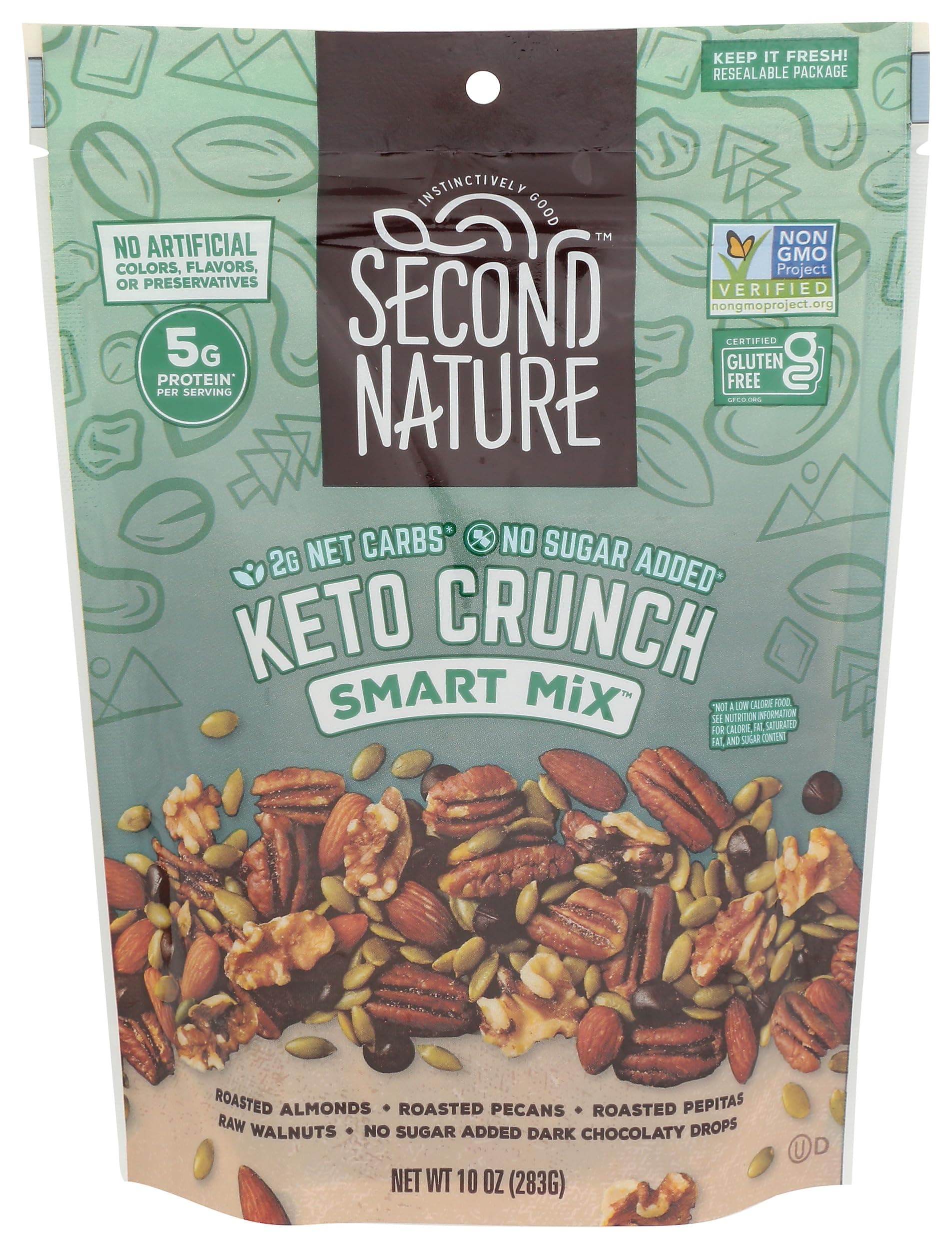 Second Nature Keto Crunch Smart Snack Mix, 10 oz Resealable Pouch, Pack of 1 – Certified Gluten-Free Snack