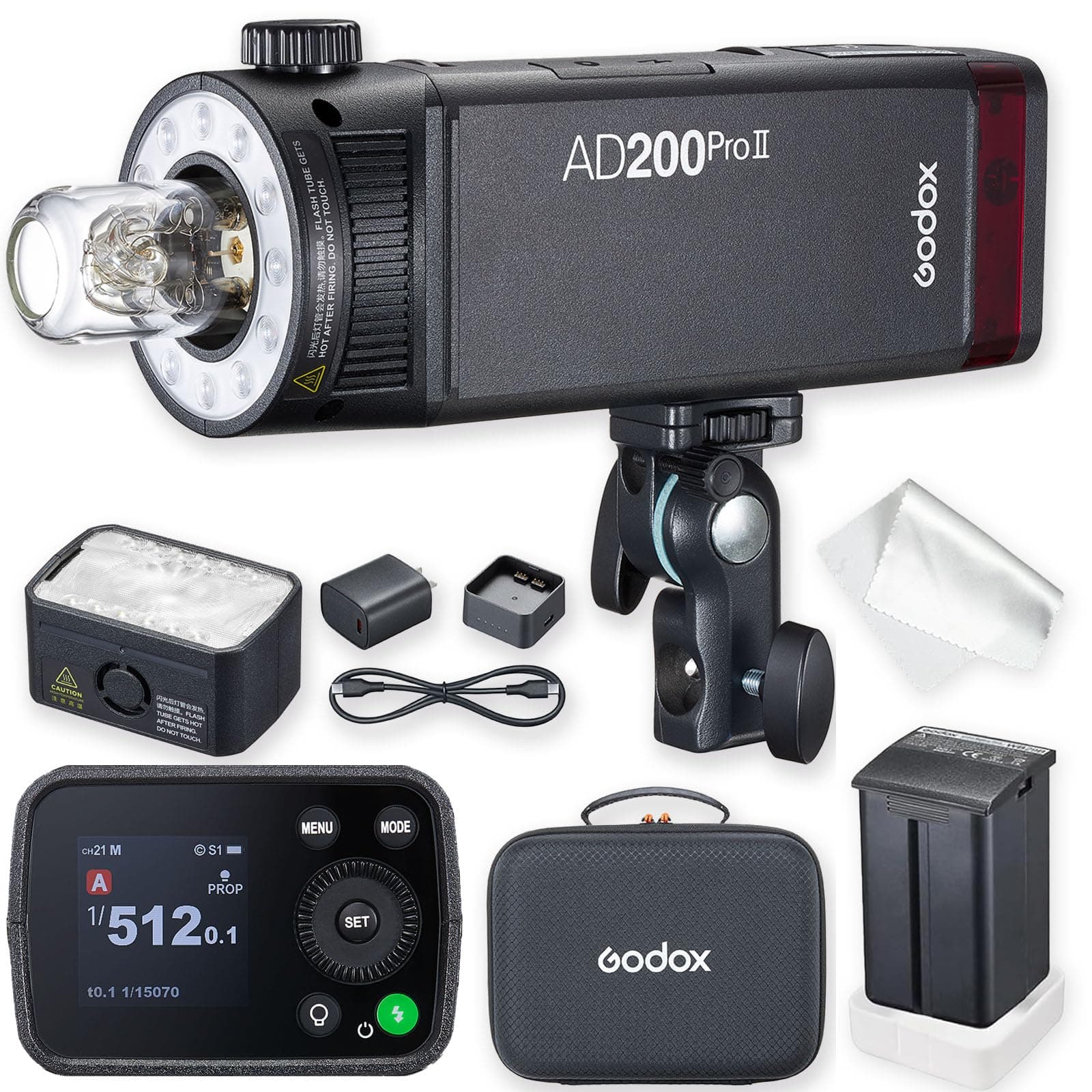 – Godox AD200 Pro II, One-Tap Sync with X3, BiColor LED Modeling Light, Color Group Indicator, Adjustable Power 1/512 to Full (1/1)