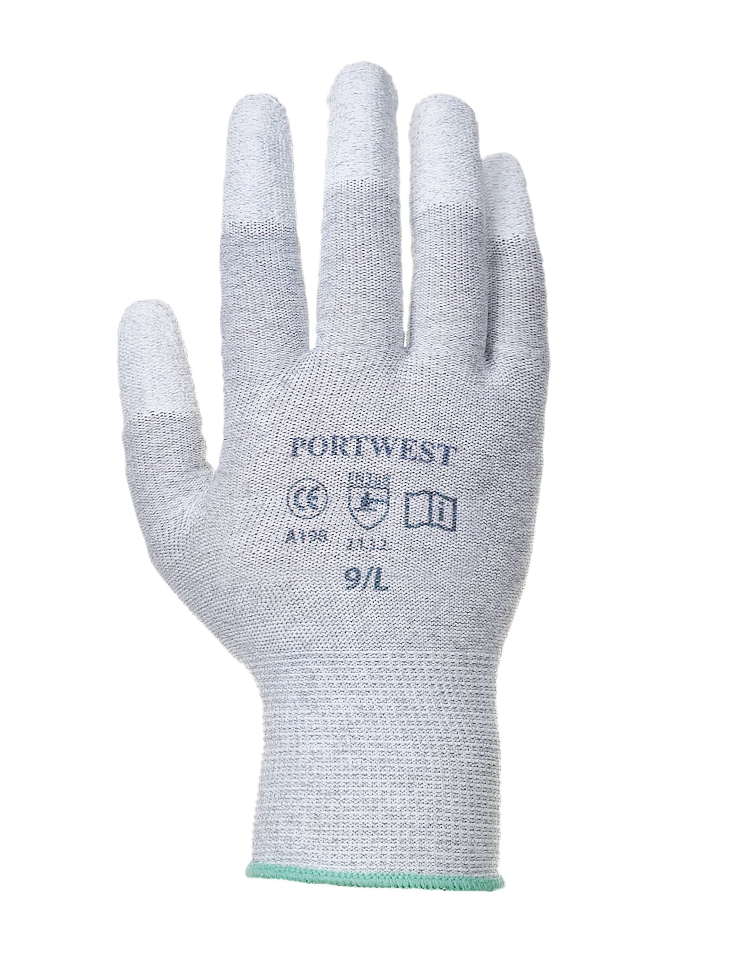 ESD Antistatic PU Fingertip Glove Grey/White/for Use in Electronic Precision Work – Measuring and CE certified EN 420/EN 388 EN1149