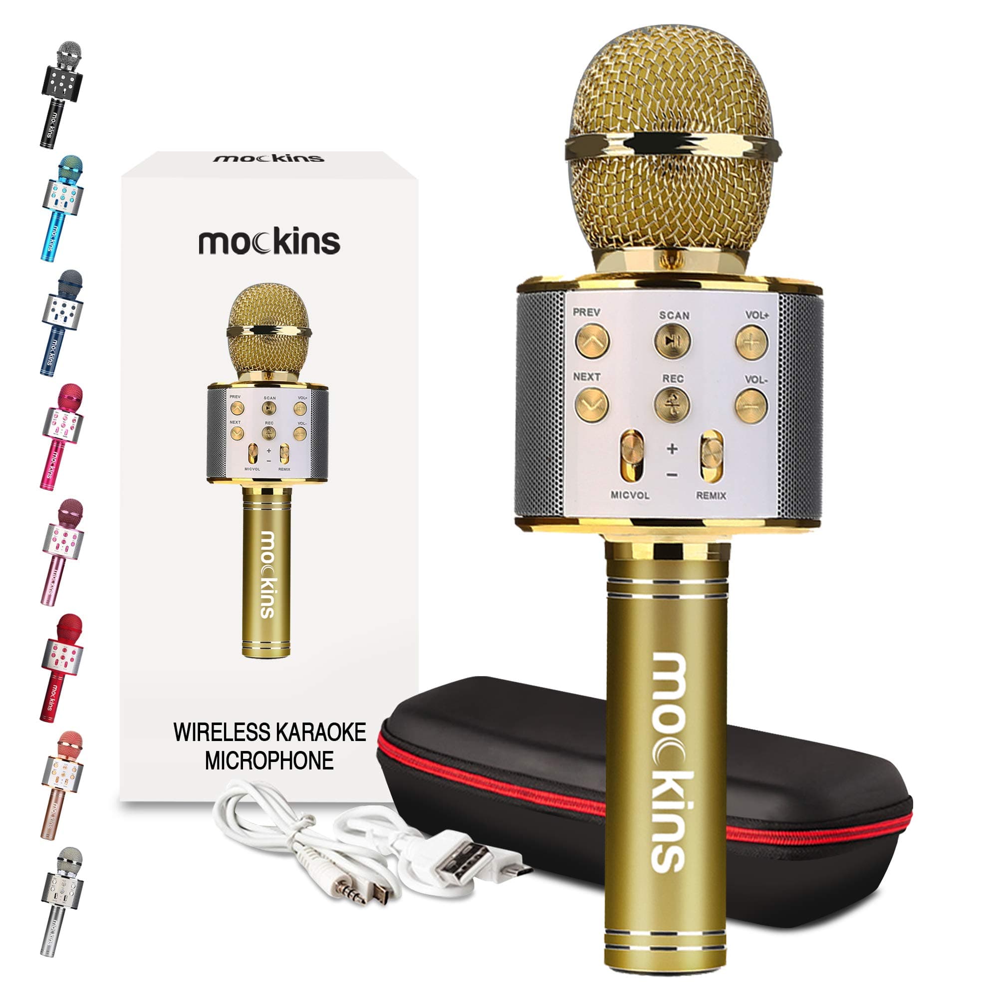 Gold Bluetooth Karaoke Microphone for Kids with Built in Bluetooth Microphone Wireless Speaker | Wireless Mic Karaoke Compatible with iPhone & Android | All-in-One Mic